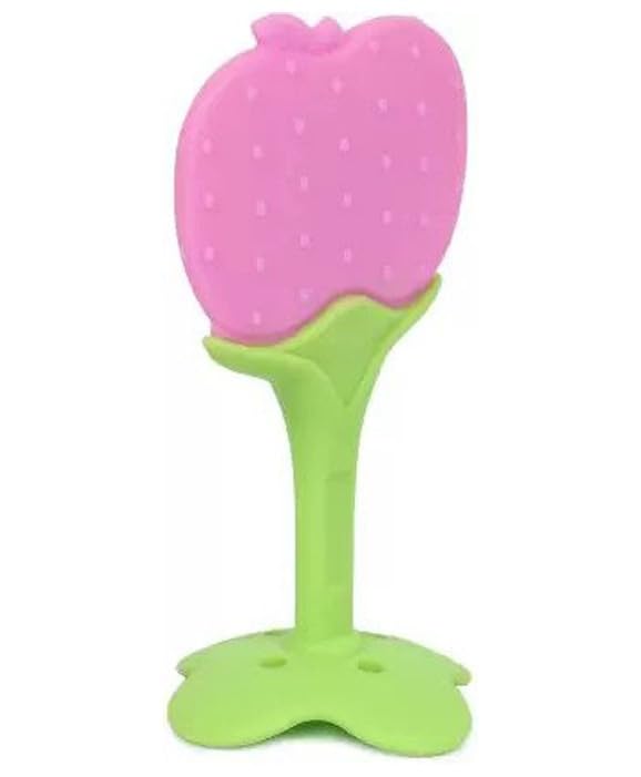 Kritiu BPA-Free Silicone Teether & Baby Spoons Set - Safe Infant Teething Toys & Feeding Utensils for Babies 6+ Months (Pink) - Perfect for Soothing Sore Gums & Introducing Solid Foods