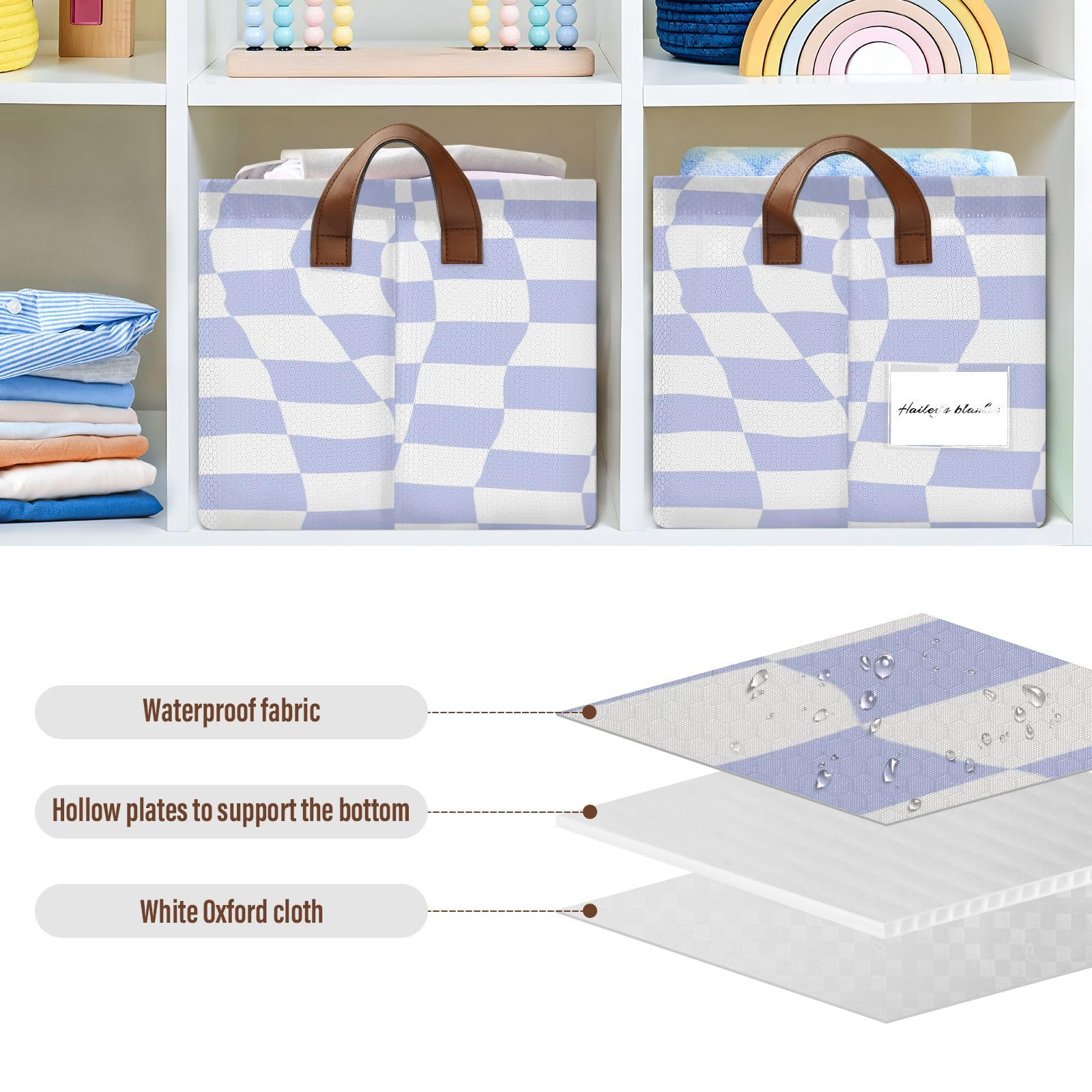 Purple Plaid Under Bed Storage Bins - Foldable Collapsible Storage Basket with Handles & Metal Frame - Closet Cabinet Organizer (2 Pack) - Perfect for Seasonal Clothes, Blankets & Toy Storage
