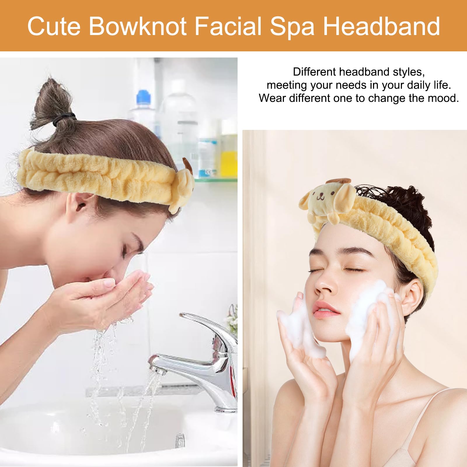 Yellow Spa Headband for Makeup, Face Washing & Skincare - Soft & Absorbent Hair Band for Women, Salon & Home Use