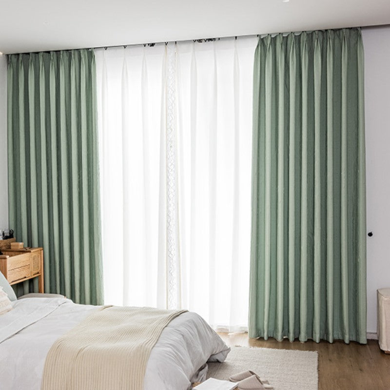 Elsie Embossed Jacquard 100% Blackout Custom Curtains - Thermal Insulated Window Drapes for Bedroom & Living Room - Noise Reducing Room Darkening Curtain Panels