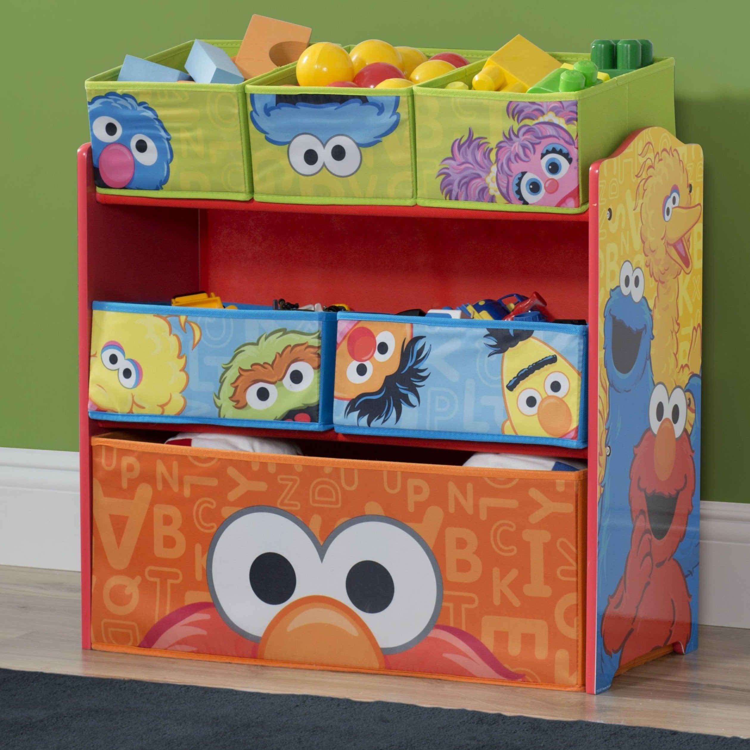 Sesame Street Kids Toy Storage Organizer - Multi Bin Toy Box for Playroom & Nursery Organization - Perfect for Toddler Toys, Books & Baby Essentials