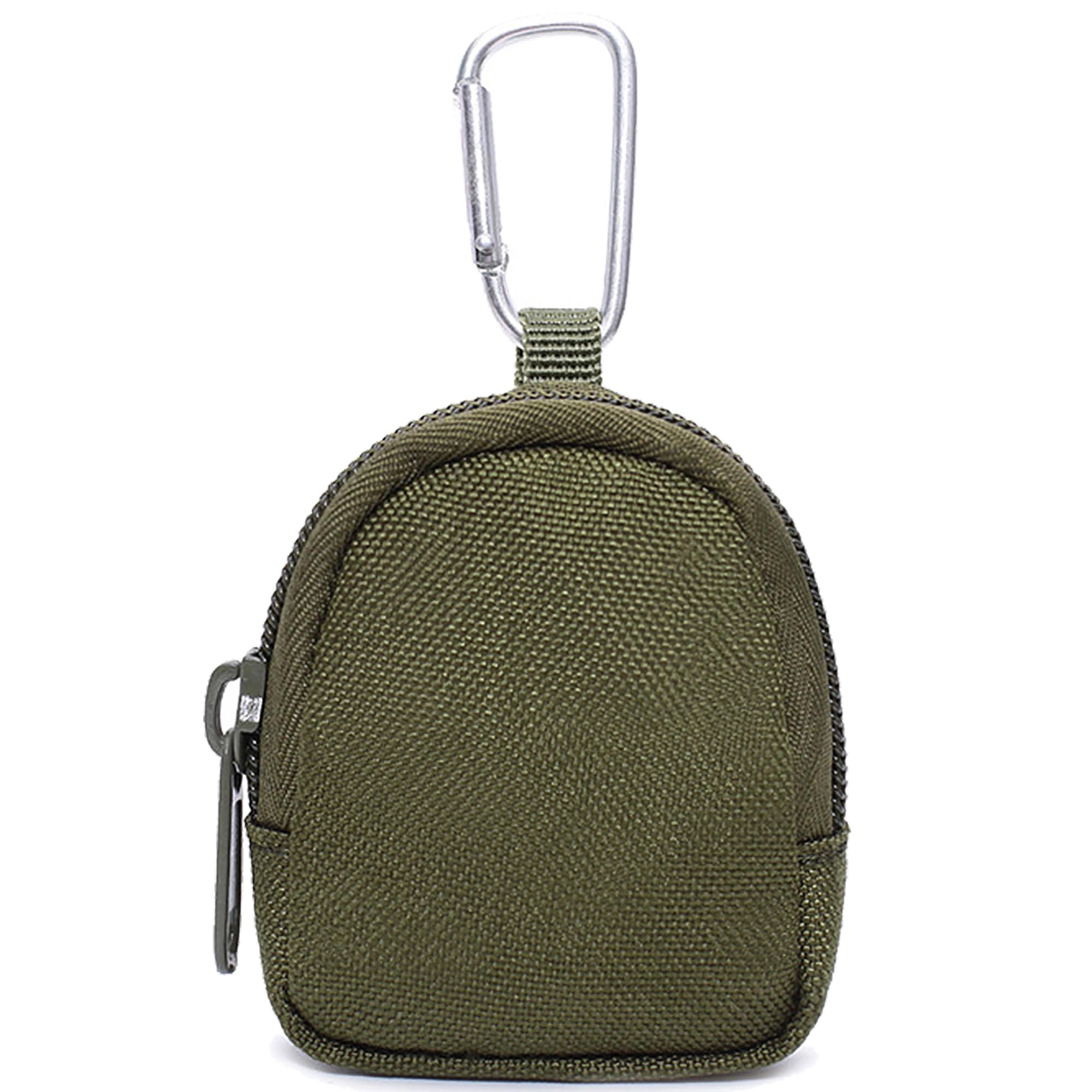 Zippered Canvas Coin Purse - Small Change Organizer Bag with Keychain for Waist Pack | Compact Wallet for Coins, Keys & Cards | Perfect for Travel, Shopping & Daily Use (Green)