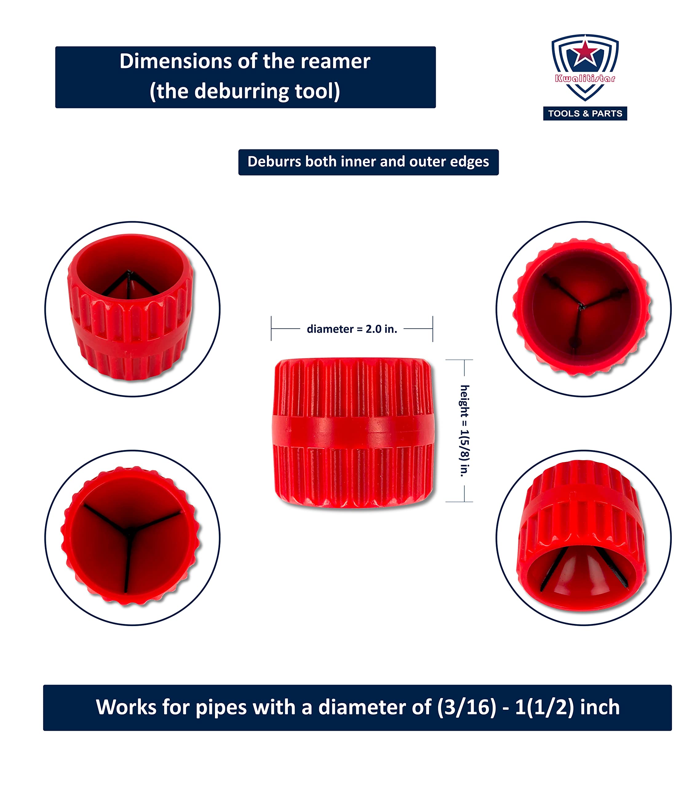 Copper Pipe Cutter & Cleaner Kit (4-PC) for 1/2-3/4 Inch Pipes - Plumbing & HVAC Use