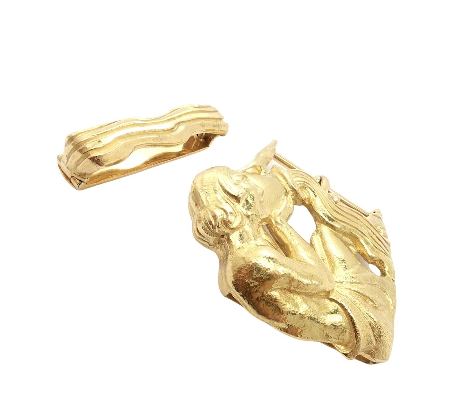 Vintage David Webb 18k Yellow Gold Zodiac Aquarius Belt Buckle - 1980s Luxury Collectible Jewelry for Fashion & Special Occasions