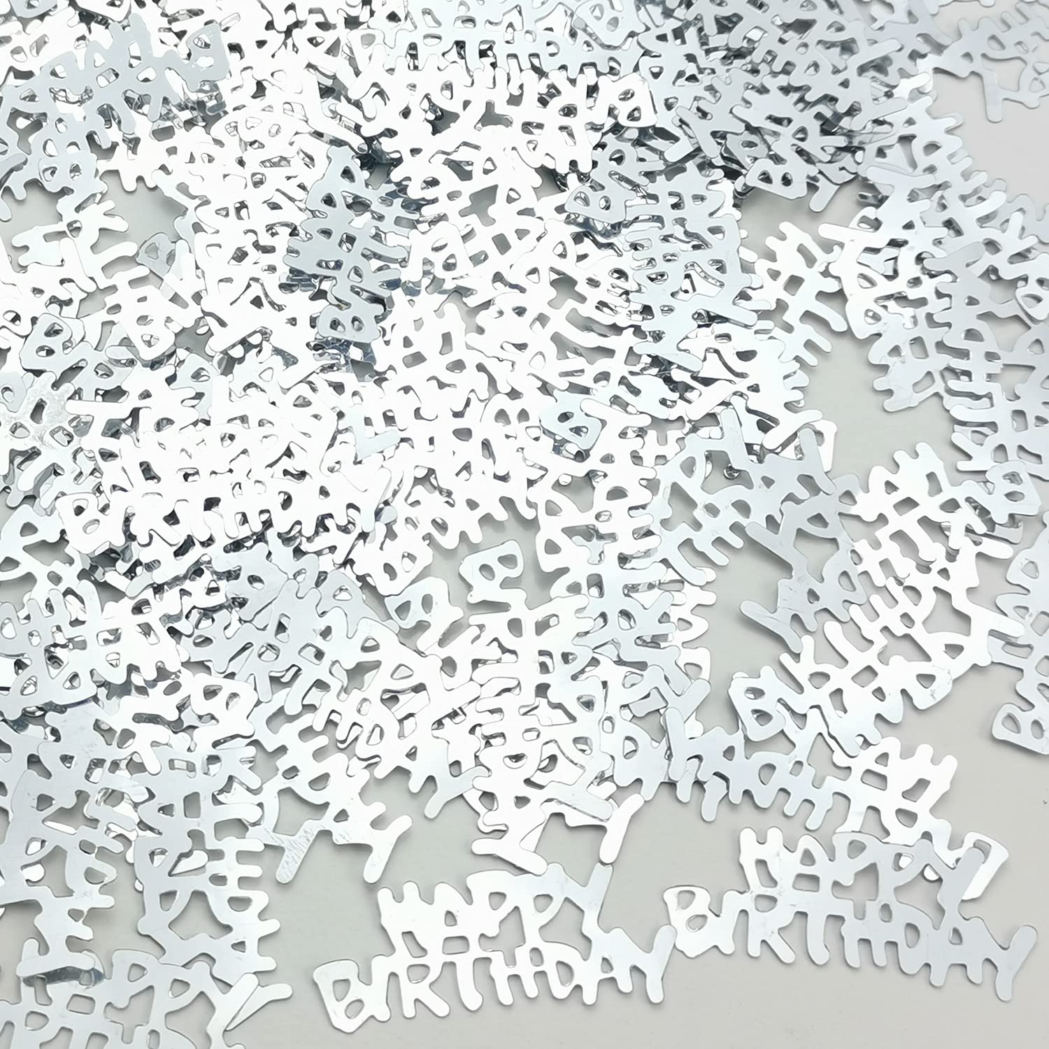 Silver Happy Birthday Confetti - Premium Glitter Party Decorations for Birthday Celebrations | Perfect for Men, Women, Boys & Girls | Ideal for Table Decor, Cake Toppers & Party Photo Backdrops