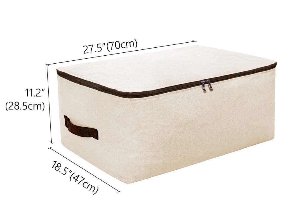 Beige Canvas Storage Bags Set - 3-Piece Breathable Fabric Organizer for Closet, Shelves & Travel (1 XL + 2 Large Bags) - Perfect for Clothes, Blankets & Seasonal Storage