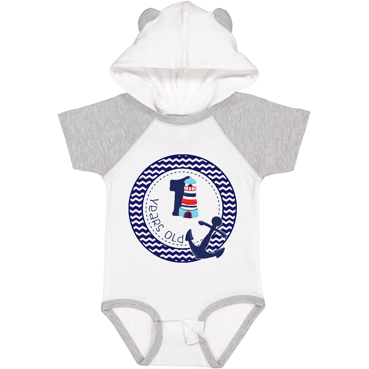 Inktastic 1 Year Old Nautical Anchor Baby Bodysuit - Cute Boys' Birthday Outfit for Beach Parties, Photo Shoots & First Birthday Celebrations