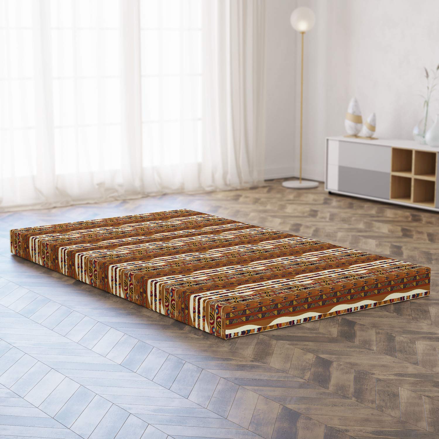 Ambesonne Tribal Foldable Mattress - Boho Folk Design, 78.7