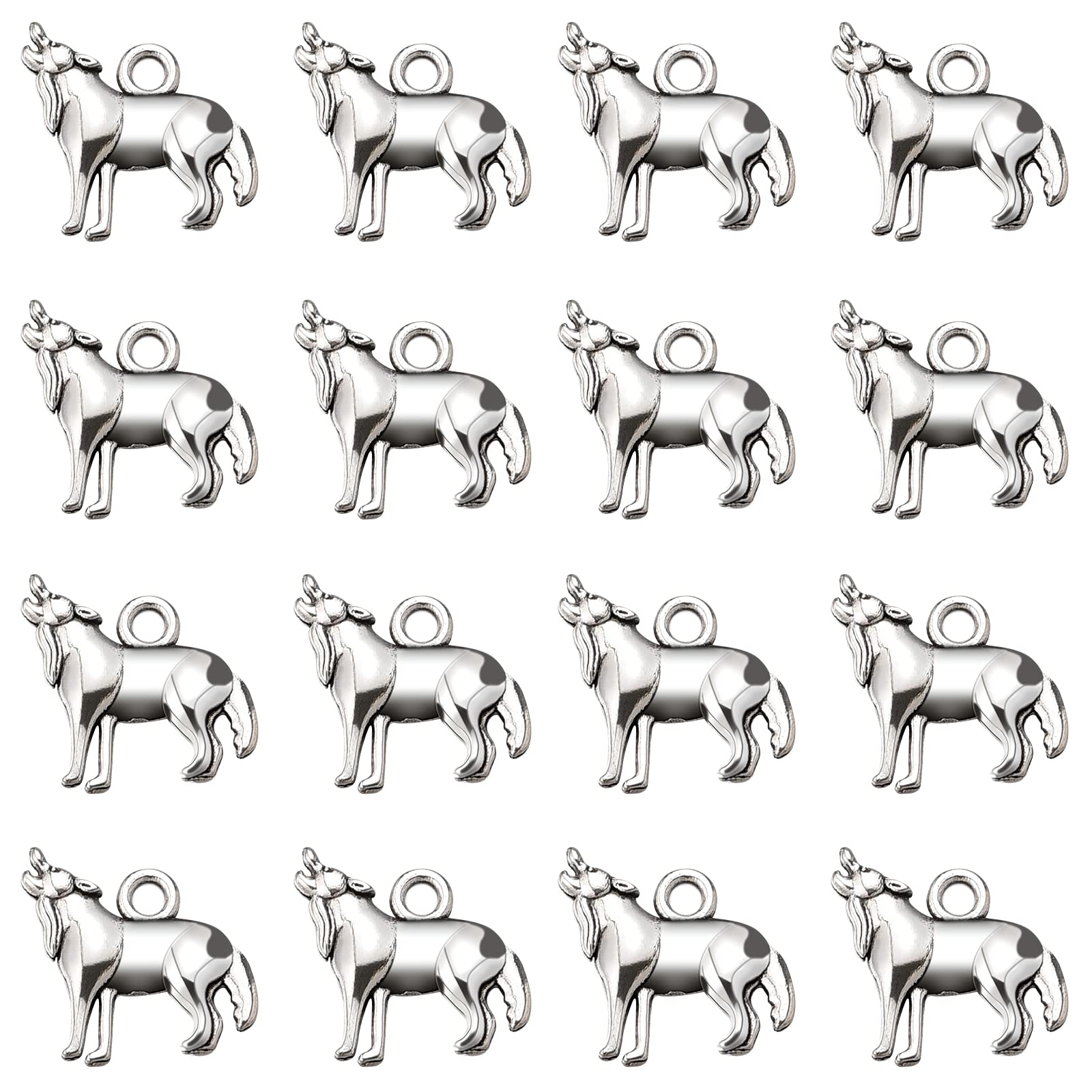 50Pcs Antique Silver Alloy Howling Wolf Charms - DIY Jewelry Making Supplies for Bracelets, Necklaces, Earrings - Perfect for Crafting, Gifts & Gothic Fashion Accessories