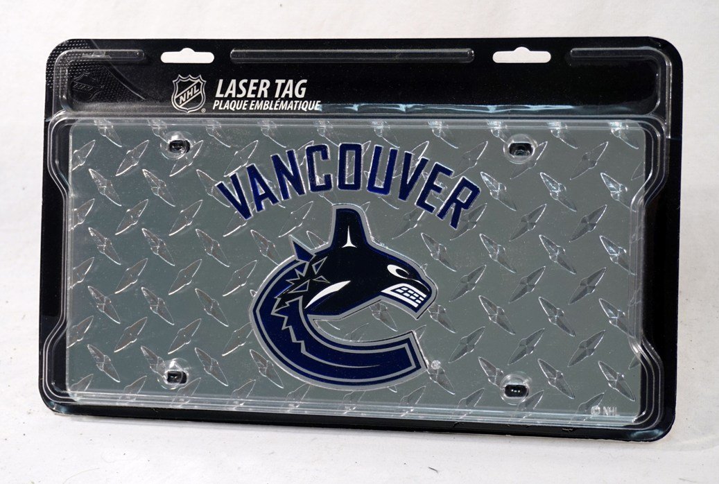 Vancouver Canucks NHL Laser Cut Diamond Plate License Plate Frame - Durable Metal Car Accessory for Fans, Tailgating & Game Day Decor