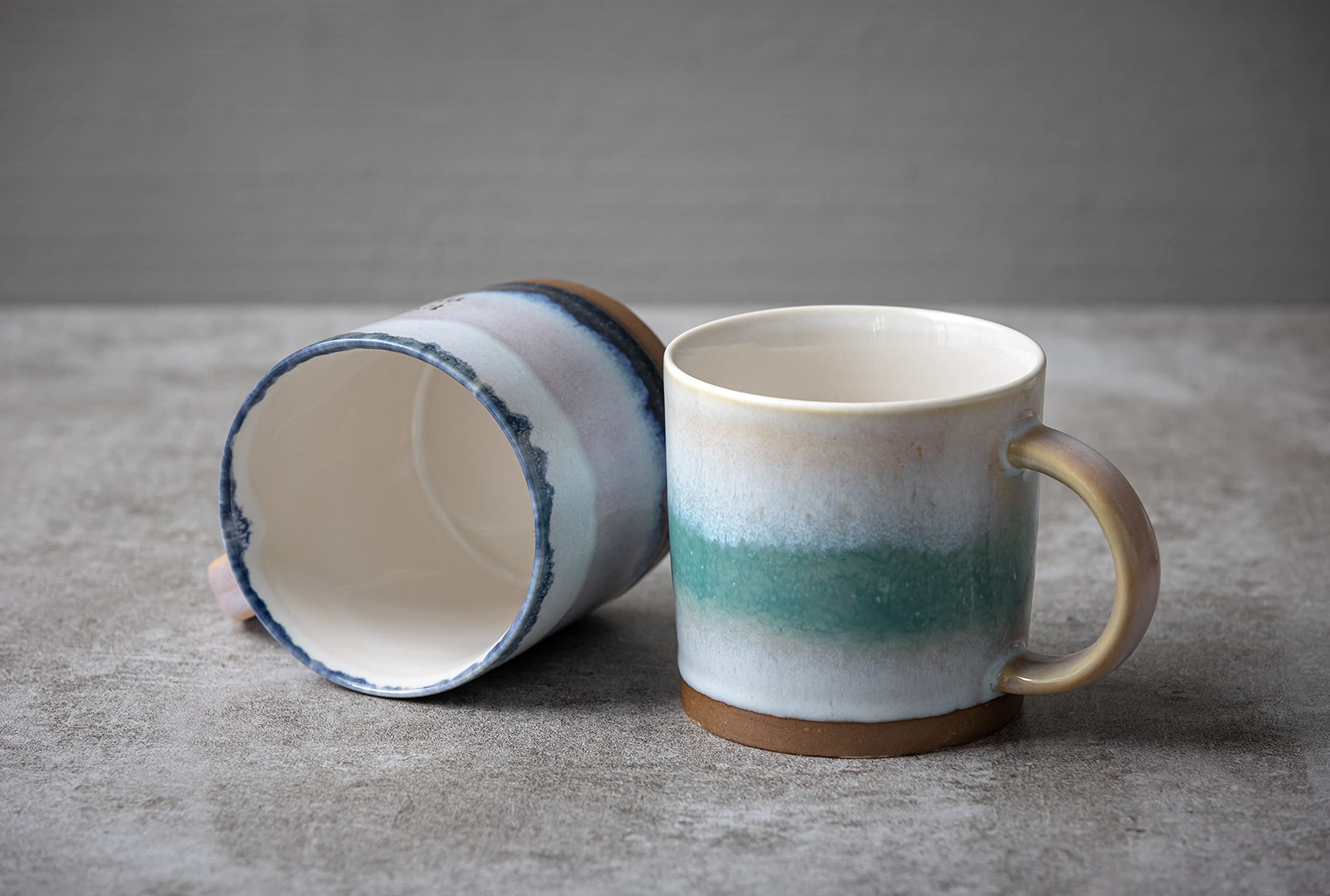 COLLECTIVE HOME - 18oz Reactive Glaze Ceramic Coffee Mug & Tea Cup | Dishwasher & Microwave Safe | Perfect for Office, Home & Gifts (Green)