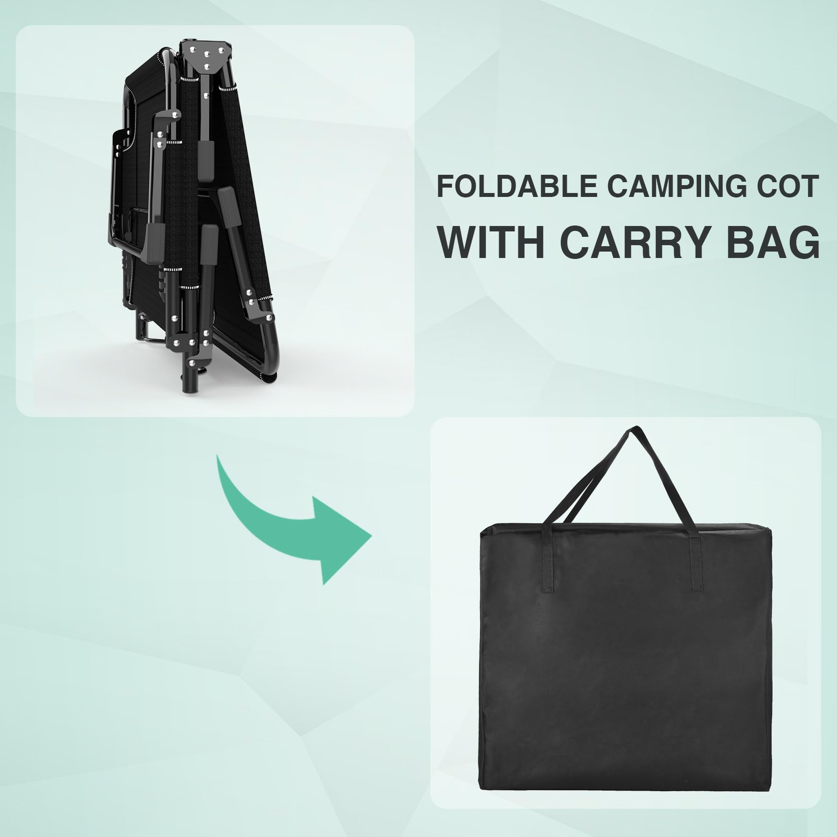 **Suteck Heavy Duty Folding Camping Cot - Adjustable 5+2 Position Recliner with Pillow & Carry Bag - Portable Outdoor Sleeping Bed for Camping, Travel, Beach, Pool, Patio, Home & Office Napping**    *(Ideal for camping trips, backyard relaxation, beach lounging, travel comfort, and quick naps at home or the office.)*