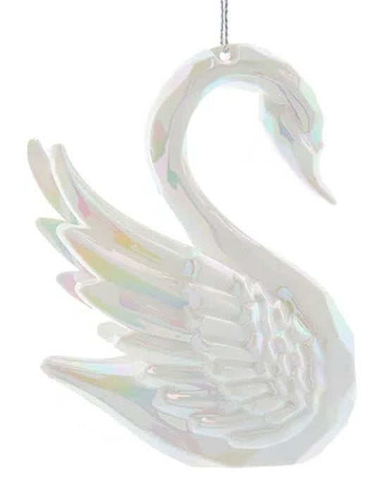 4 Pack Opalescent White & Clear Swan Figurines - Elegant Home Decor for Wedding Centerpieces, Tabletop Displays, and Gift Giving