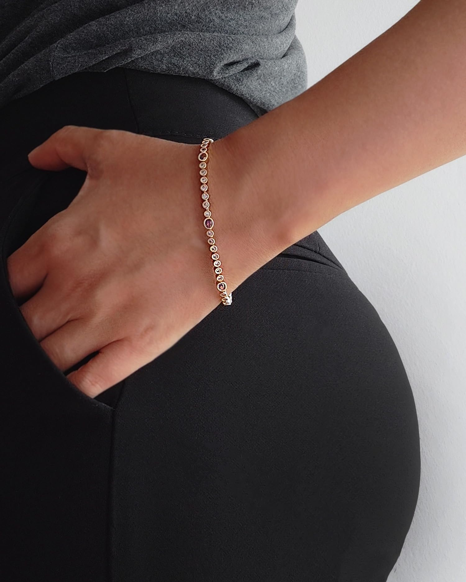 3mm Cubic Zirconia Tennis Bracelet for Women - 7 Inch Gold Plated Jewelry - Perfect for Weddings, Parties & Everyday Elegance