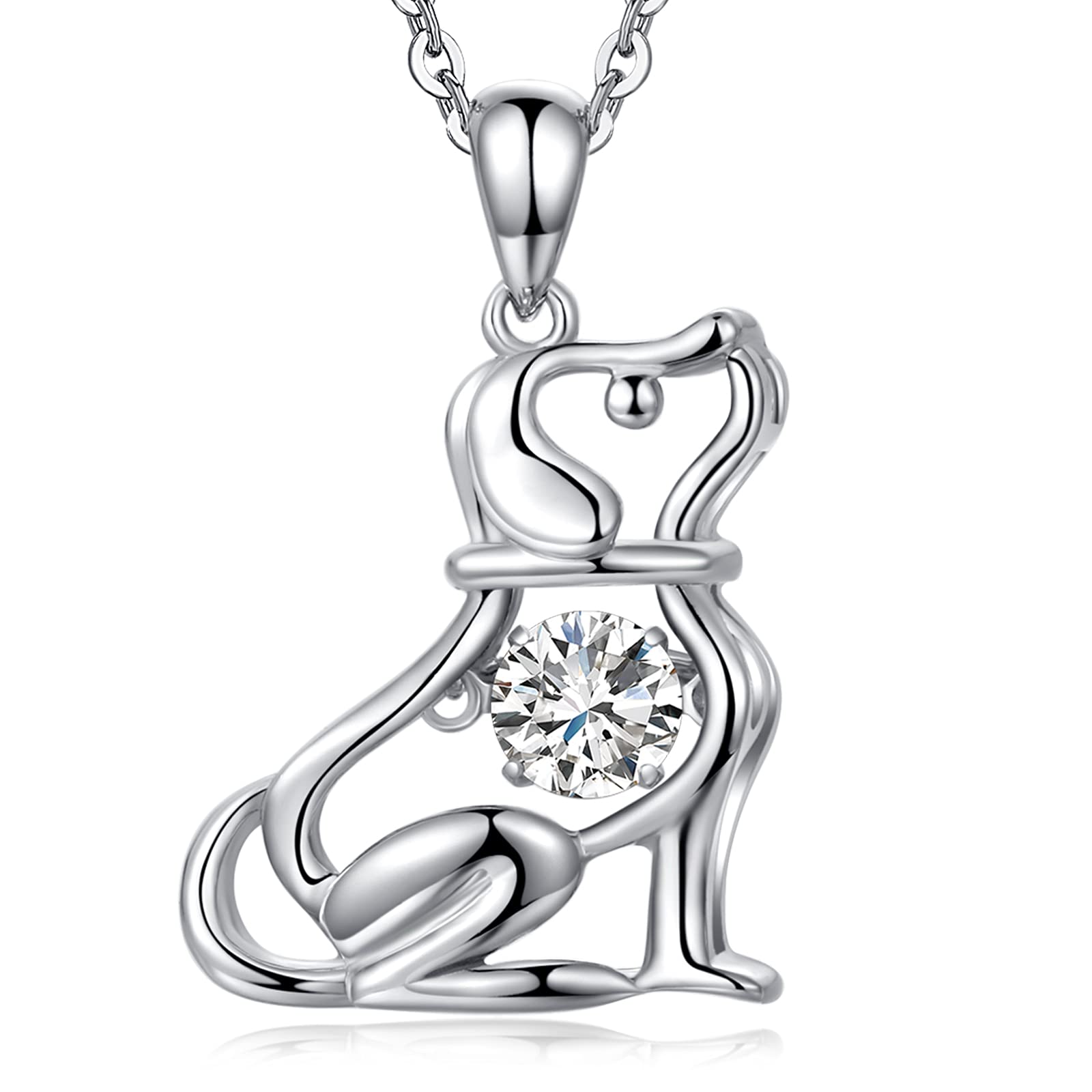 18K White Gold Plated Cat Necklace for Women - 925 Sterling Silver Animal Jewelry for Cat & Dog Lovers, 18 Inch Chain - Perfect Gift for Pet Owners & Animal Enthusiasts, Ideal for Daily Wear, Special Occasions & Pet-Themed Events