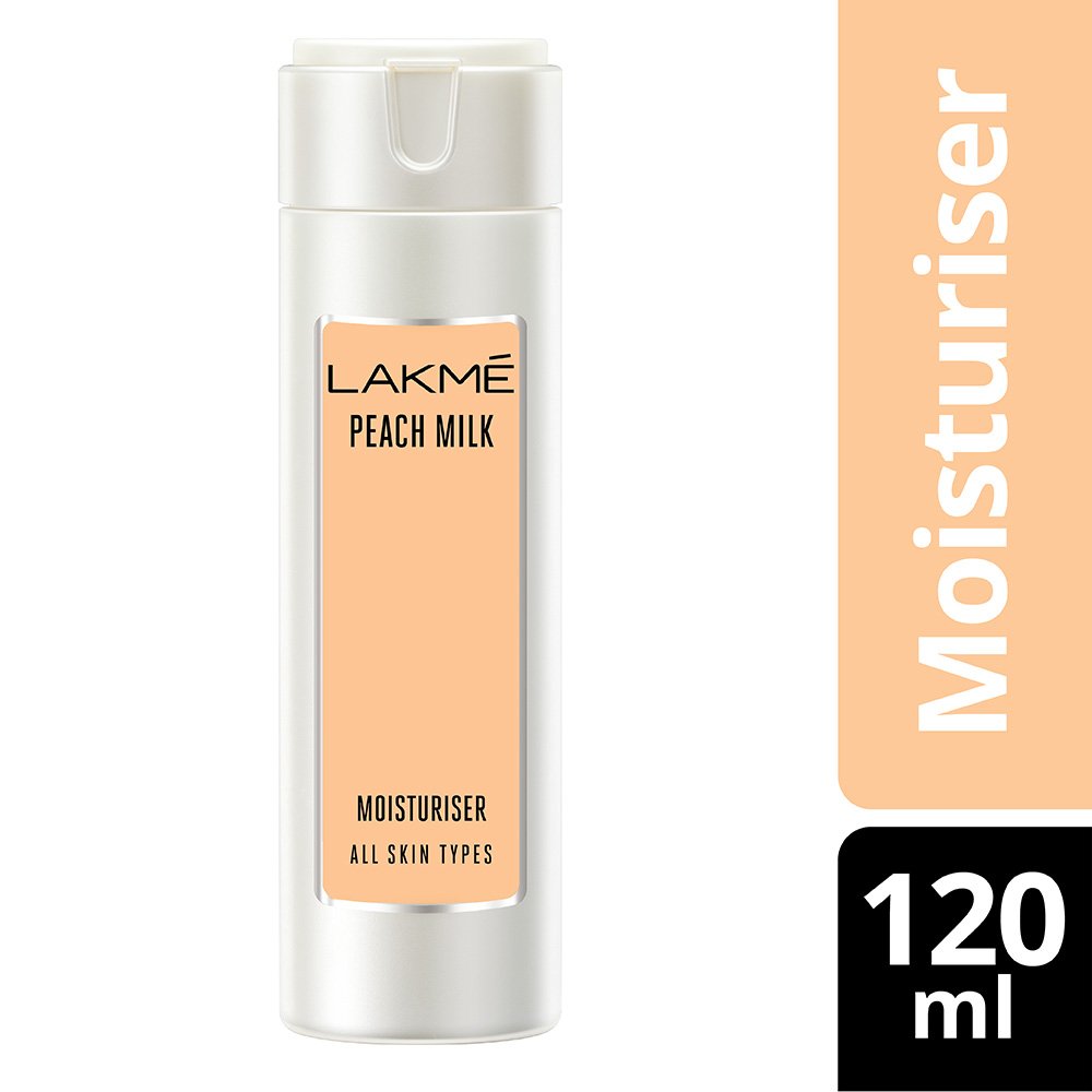 Lakmé Peach Milk Moisturizer Body Lotion - Lightweight, Non-Sticky, 12-Hour Hydration, 120ml - Perfect for Dry Skin & Daily Moisturizing Routine