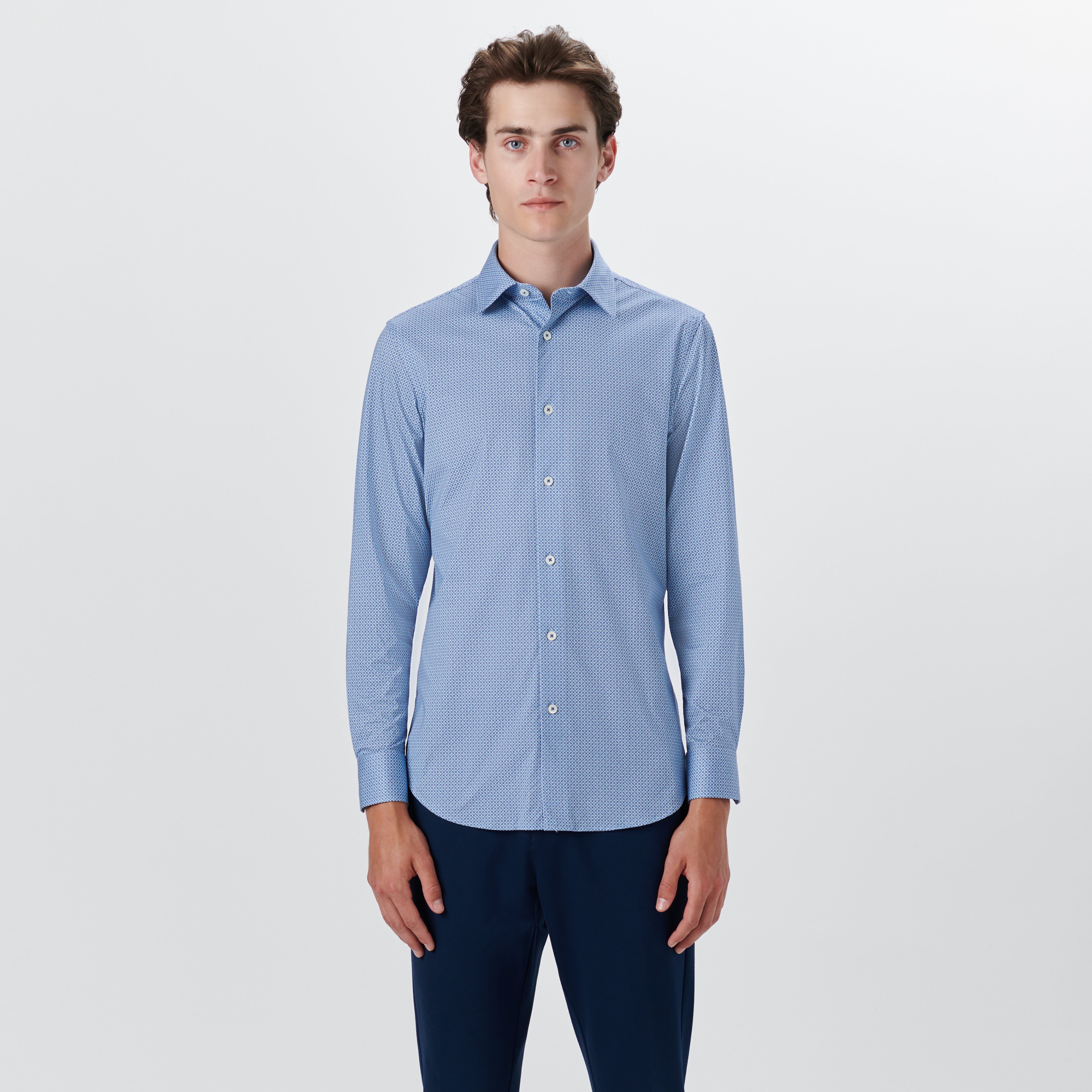 JAMES Diamond Check Cotton Shirt for Men - Stylish Casual Button Down Shirt for Office, Date Night & Everyday Wear