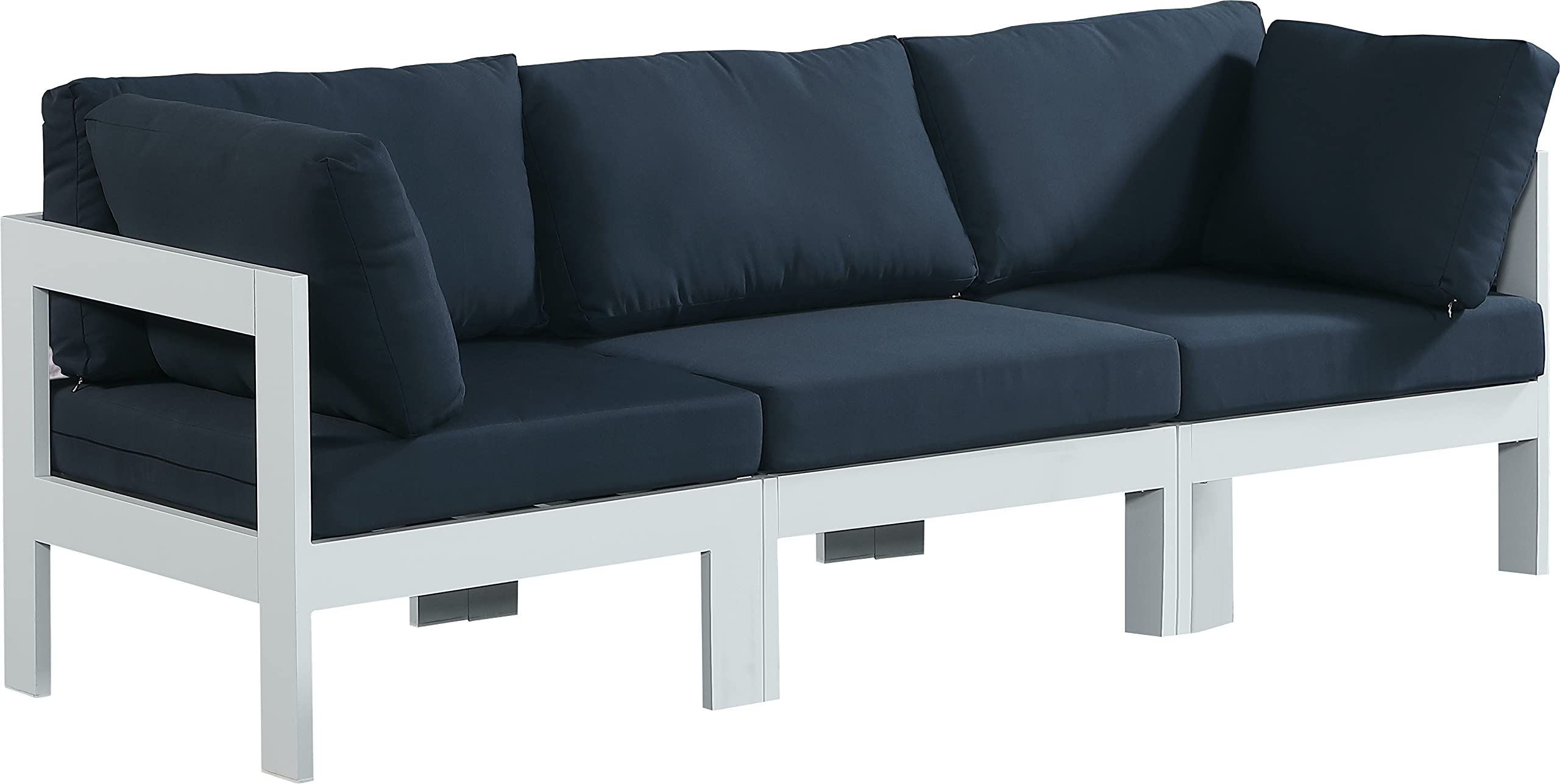 Meridian Furniture Nizuc Collection 375Navy-S90A Modern Outdoor Modular Patio Sofa Set - Contemporary Sectional Couch for Backyard, Poolside & Garden Relaxation