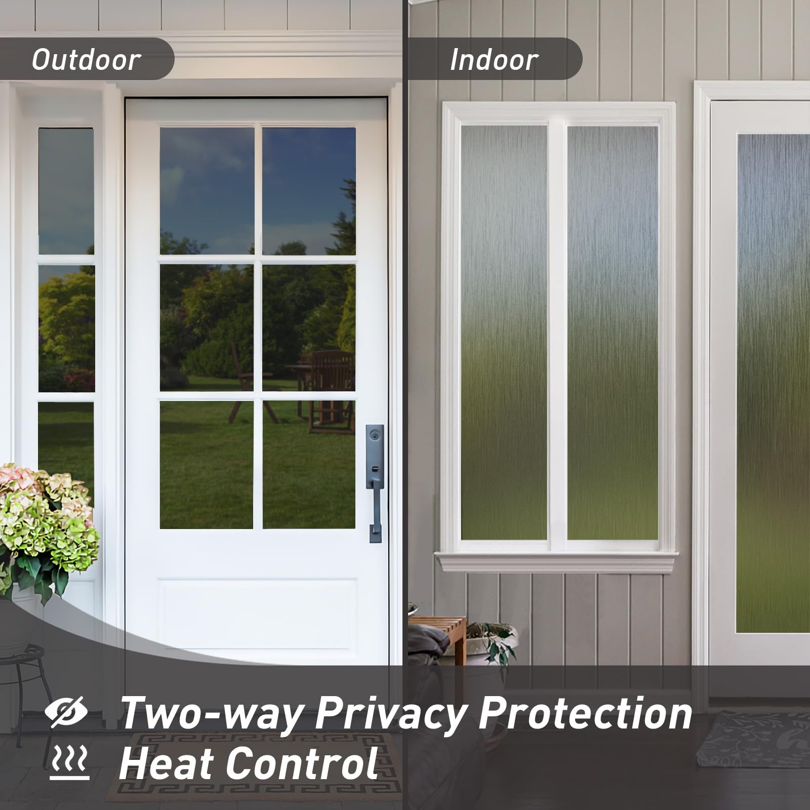 Coavas Static Cling Window Privacy Film - Frosted Glass UV Blocking Window Tint, Non-Adhesive Removable Cover for Home Office Bathroom (45.2