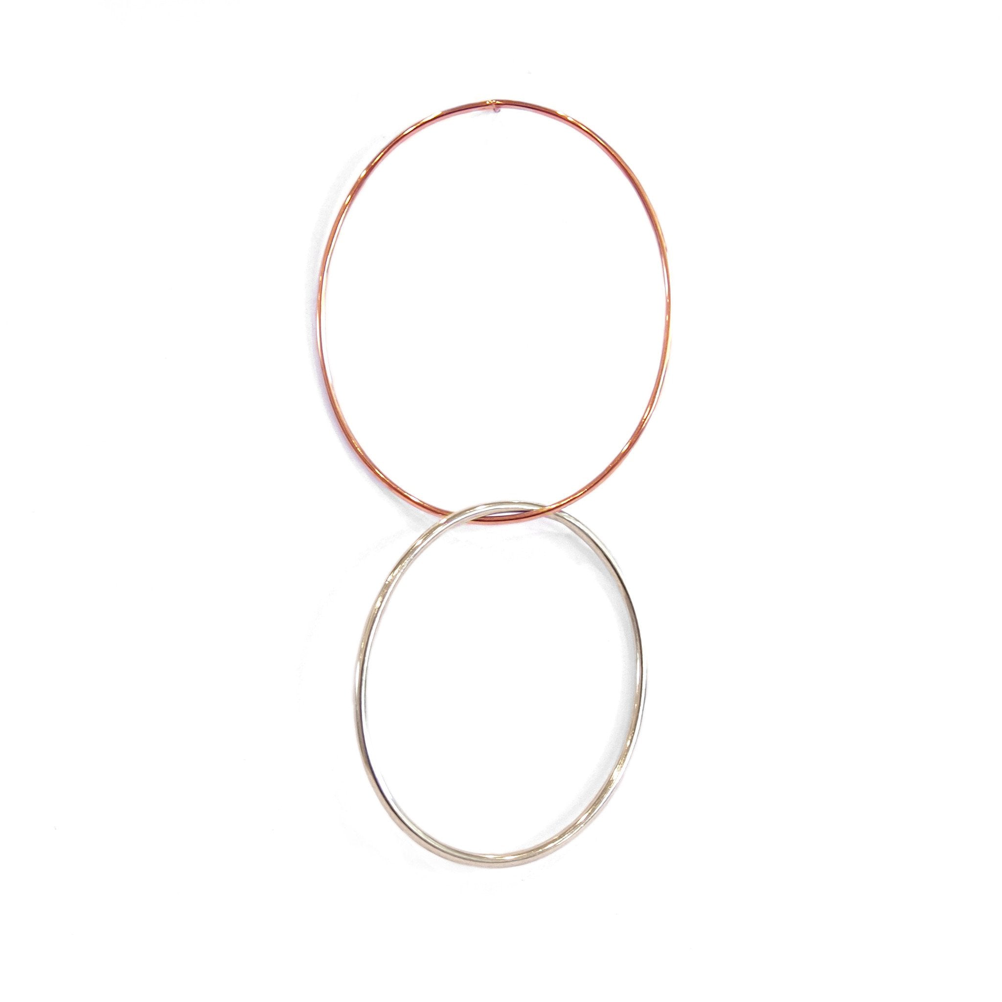 9K Rose Gold & Sterling Silver Loop Stud Earrings – Single Piece for Everyday Wear & Special Occasions