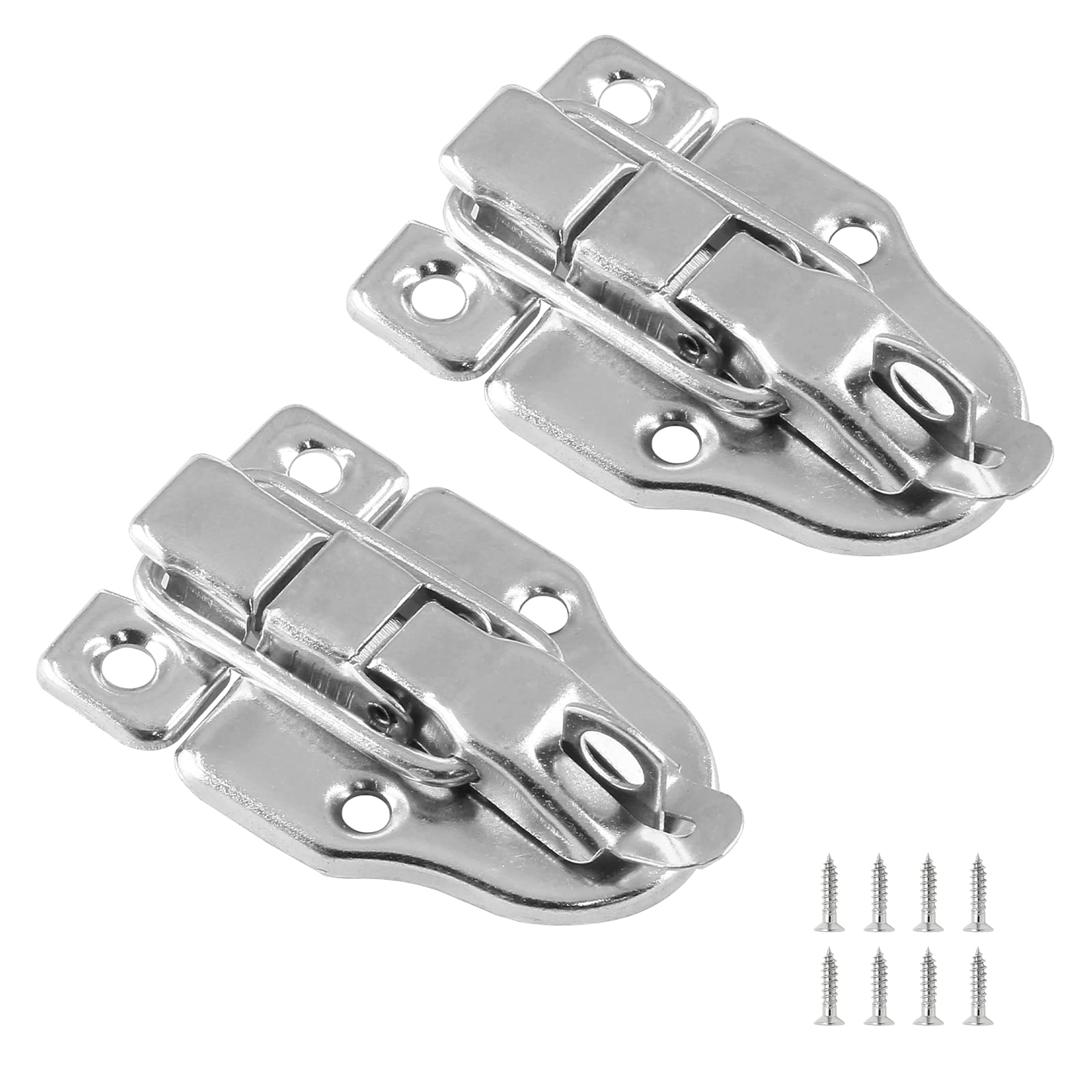 Zorfeter 2-Pack Silver Duckbill Hasp Clasp Latch Lock with Padlock Hole - Heavy Duty Toggle Latch for Jewelry Box, Cabinet, Toolbox & Vintage Suitcases (Includes Screws) | Secure Storage, Antique Furniture & Travel Luggage Protection