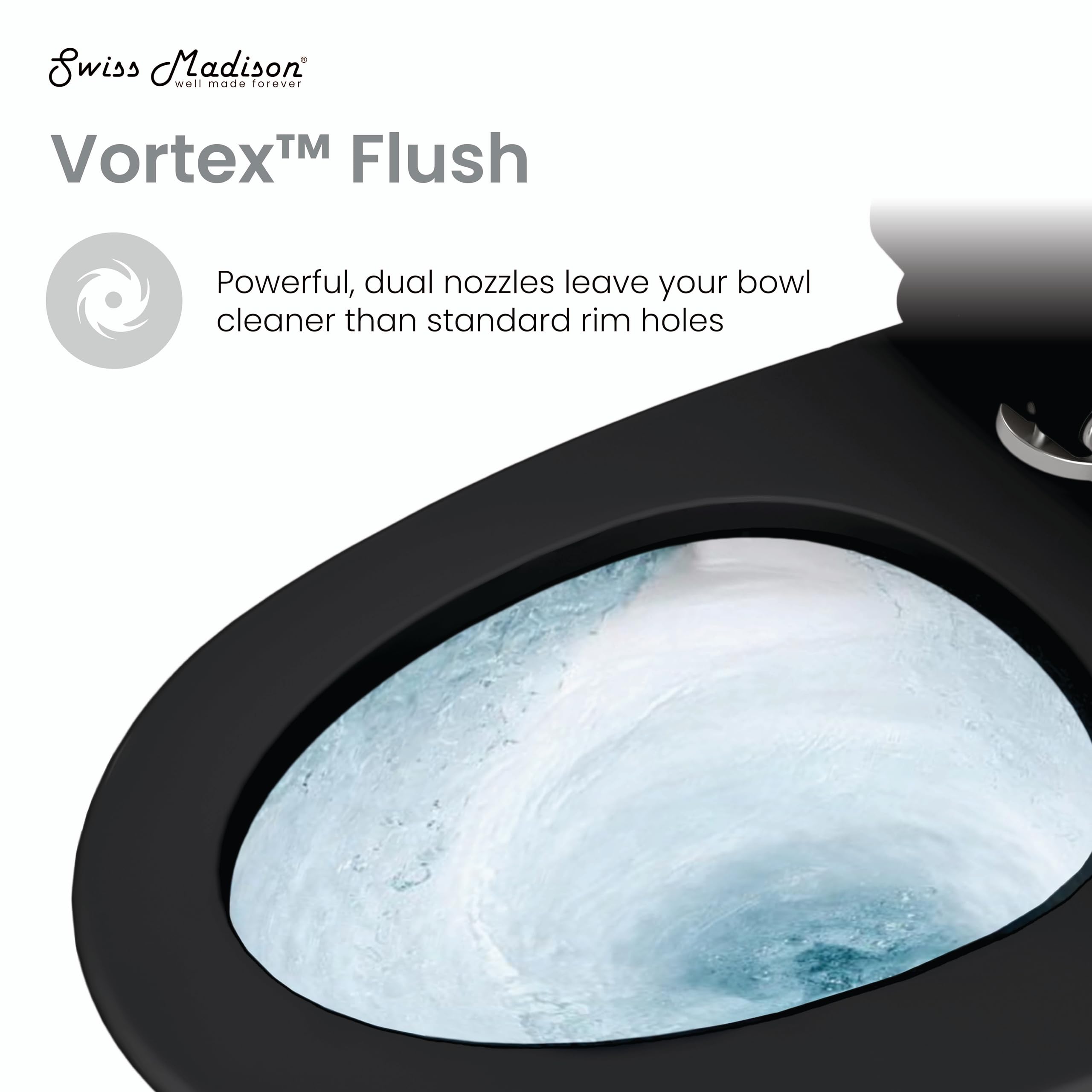 High-Efficiency Ivy One Piece Toilet with Dual Vortex Flush - 1.1/1.6 GPF Water Saving, Glossy Black - Perfect for Modern Bathrooms & Eco-Friendly Homes