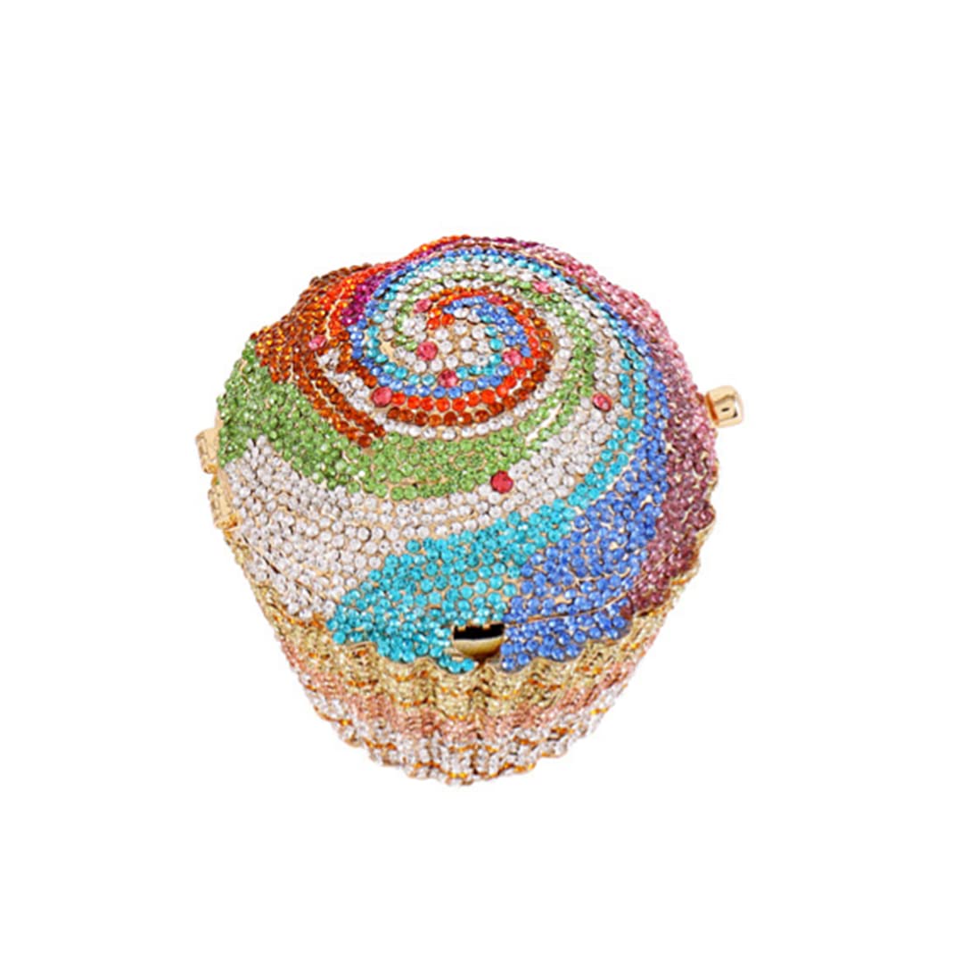 UMREN Mini Rhinestone Crystal Cupcake Clutch Purse for Women - Elegant Evening Bag for Wedding, Party, Bridal & Special Occasions | Perfect Shoulder Bag for Prom, Date Night & Formal Events