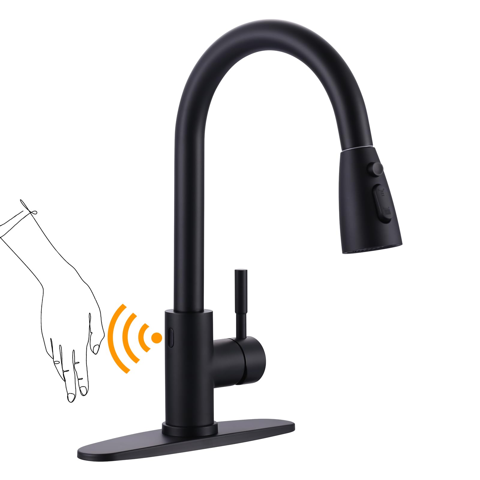Smart Motion Sensor Touchless Kitchen Faucet with Pull Down Sprayer - Matte Black Stainless Steel 1 or 3 Hole Single Handle Sink Faucet - Ideal for Modern Kitchens, Commercial Spaces & ADA Compliant Installations