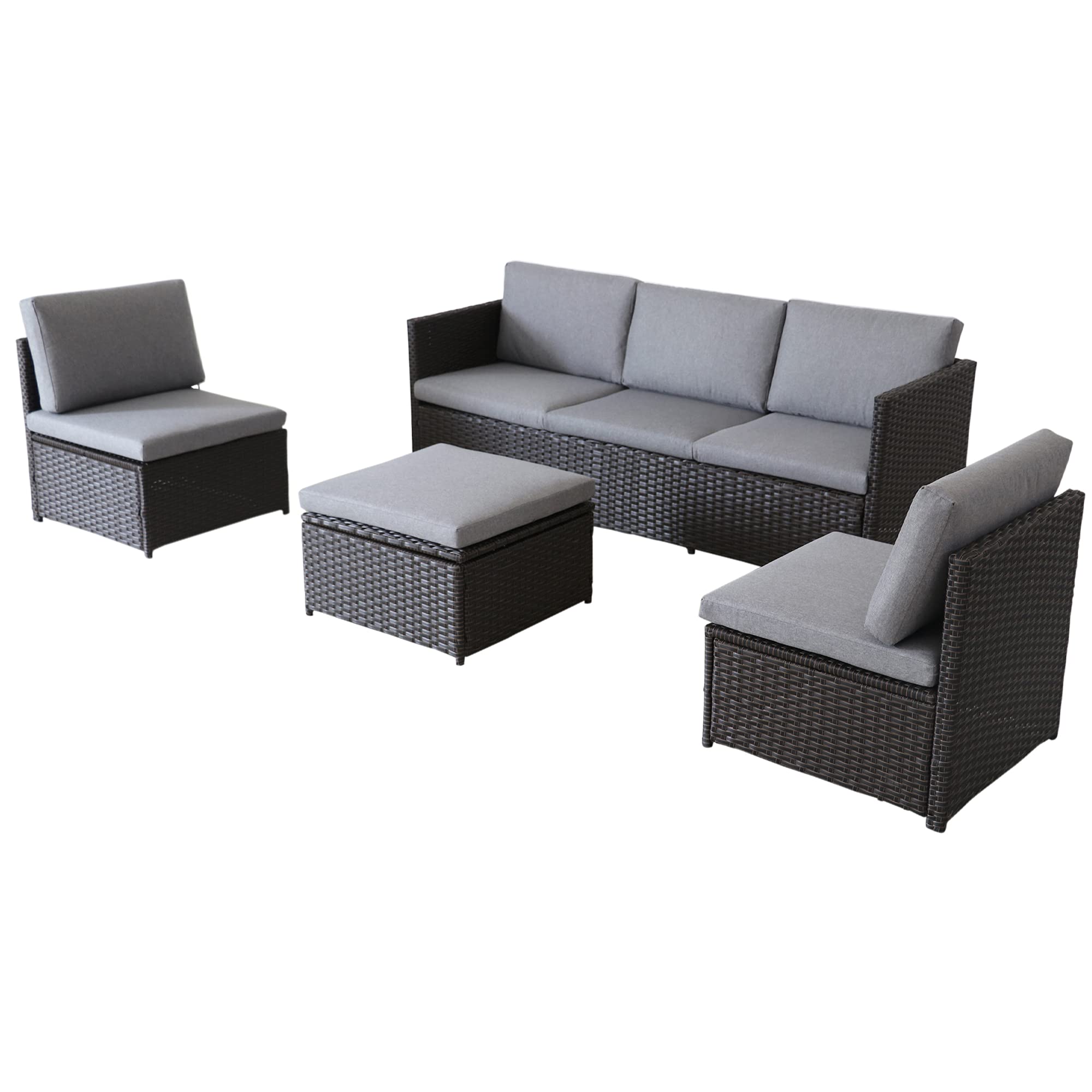 Northlight 4-Piece Savannah Resin Wicker Outdoor Patio Modular Sectional Set with Cushions - Waterproof & Durable Garden Furniture for Backyard, Poolside & Deck Relaxation