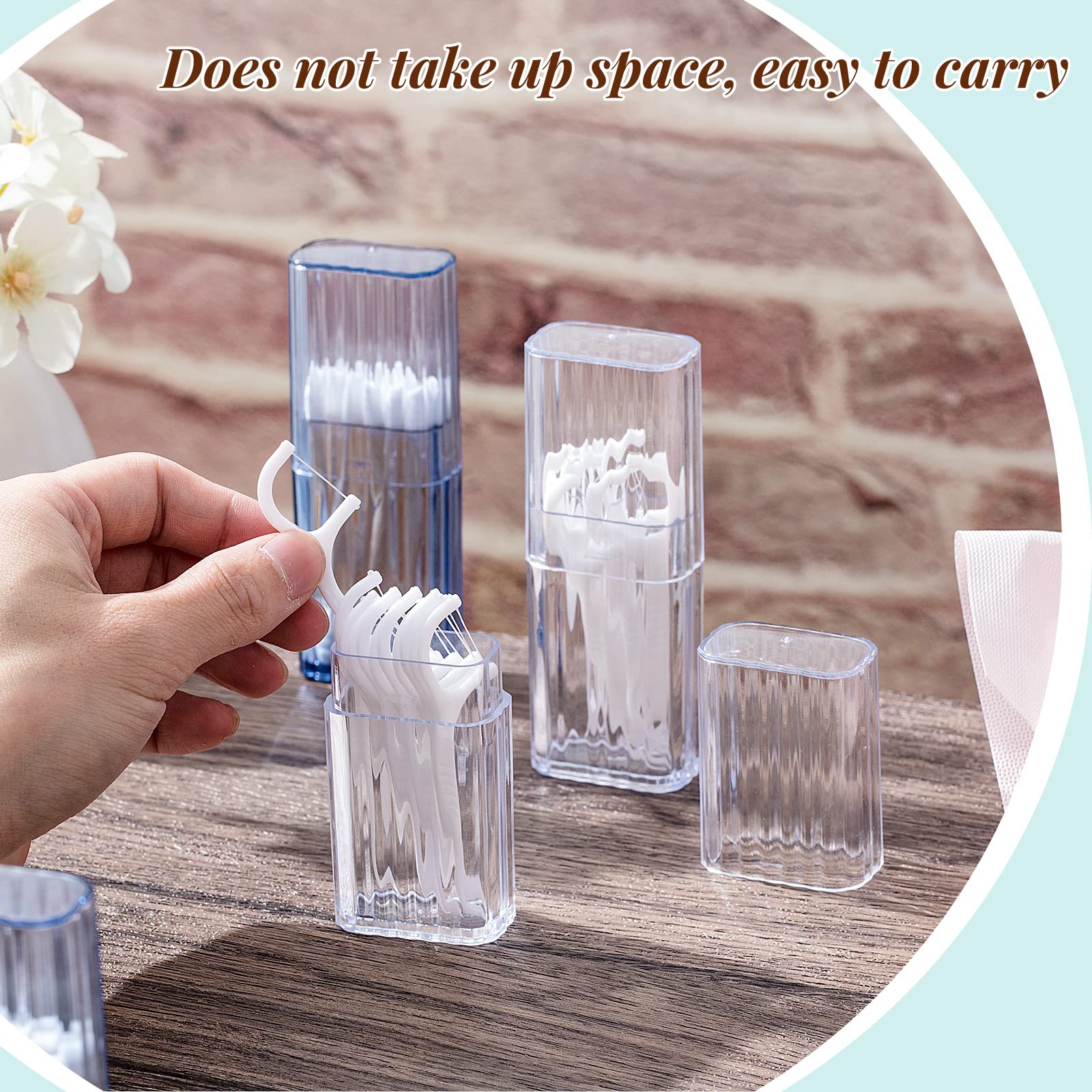 Dandat 8-Piece Clear Travel Storage Case for Dental Supplies - Toothpick Holder, Floss Container, Q-Tip Organizer - Portable Tooth Cleaning Kit for Home, Office & Travel (Blue & White)