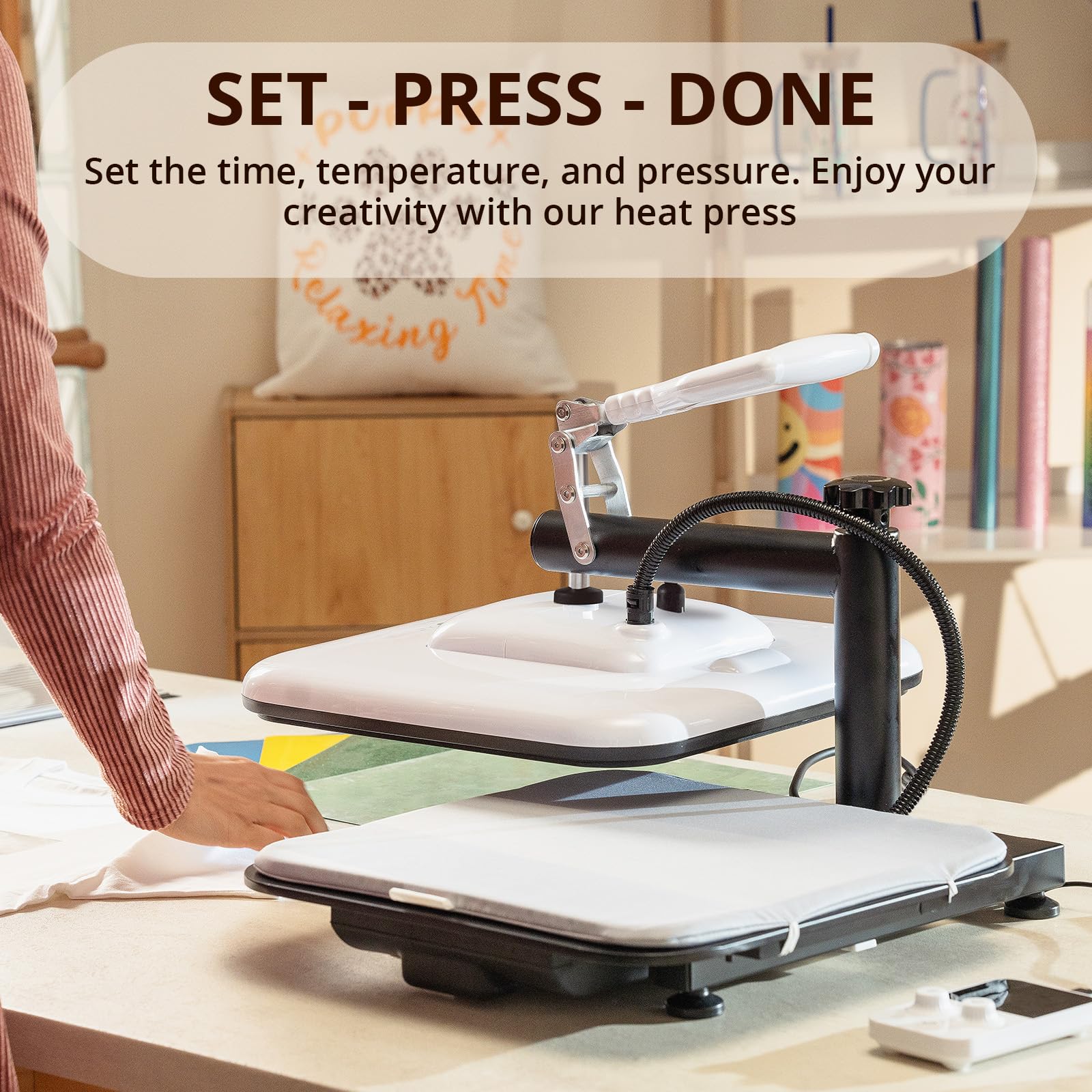 HTVRONT 15x15 Swing Away Heat Press Machine for T-Shirts - Professional Sublimation & Vinyl Heat Transfer Press - Fast Heating & Even Heat Distribution (White) - Perfect for DIY Crafts, Custom Apparel & Small Business Projects