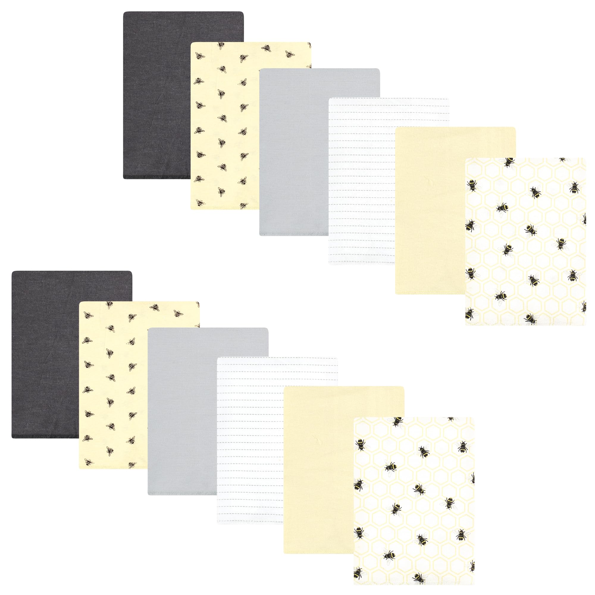 Hudson Baby Unisex Flannel Burp Cloths 12-Pack - Honey Bee Print - Soft & Absorbent for Newborns & Infants - Perfect for Feeding, Spit-Up & Everyday Use