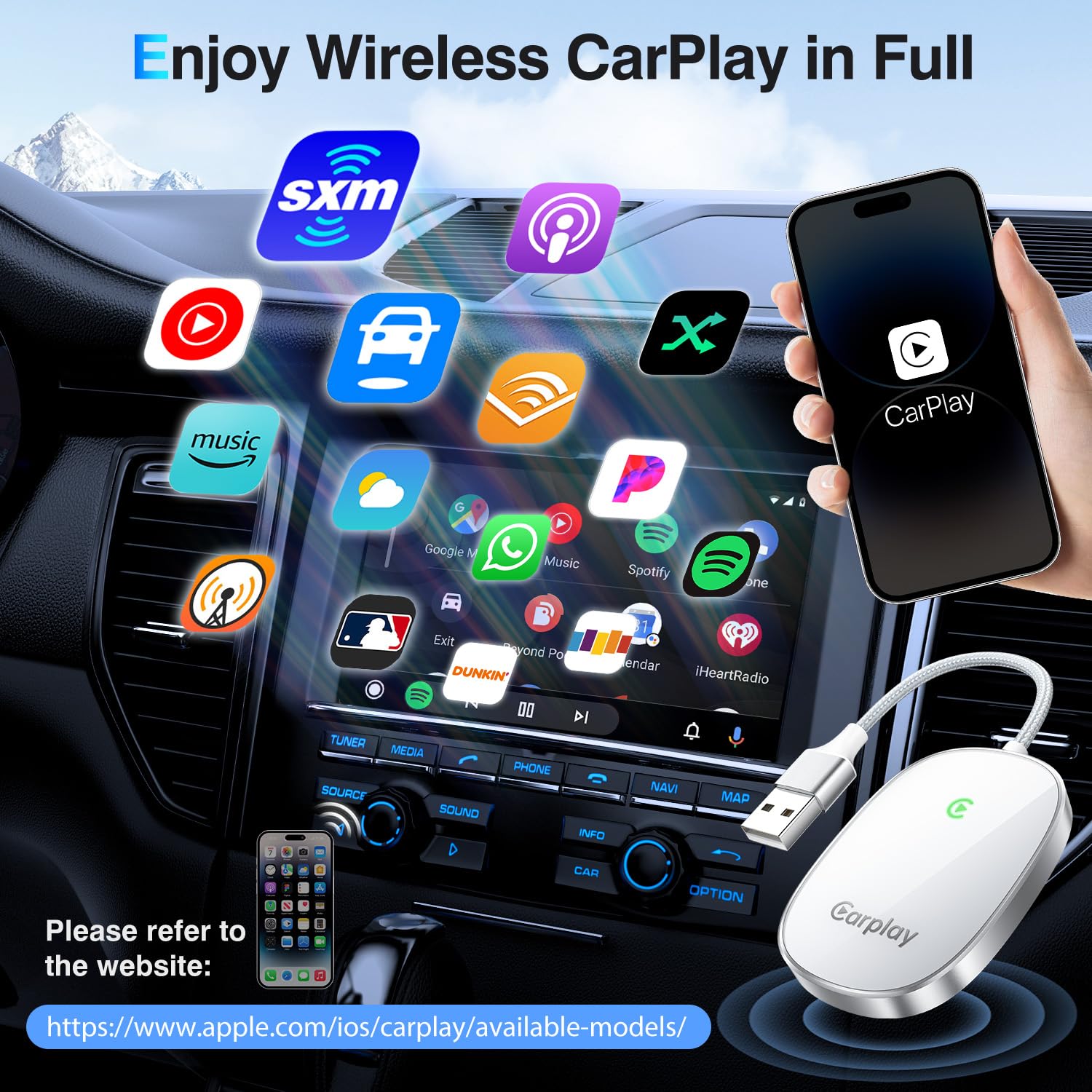2025 Upgraded Wireless CarPlay Adapter - Convert Factory Wired CarPlay to Wireless, Plug & Play iPhone CarPlay Dongle - Multi-User Seamless Connection - Perfect for Commuting, Road Trips & Hands-Free Driving