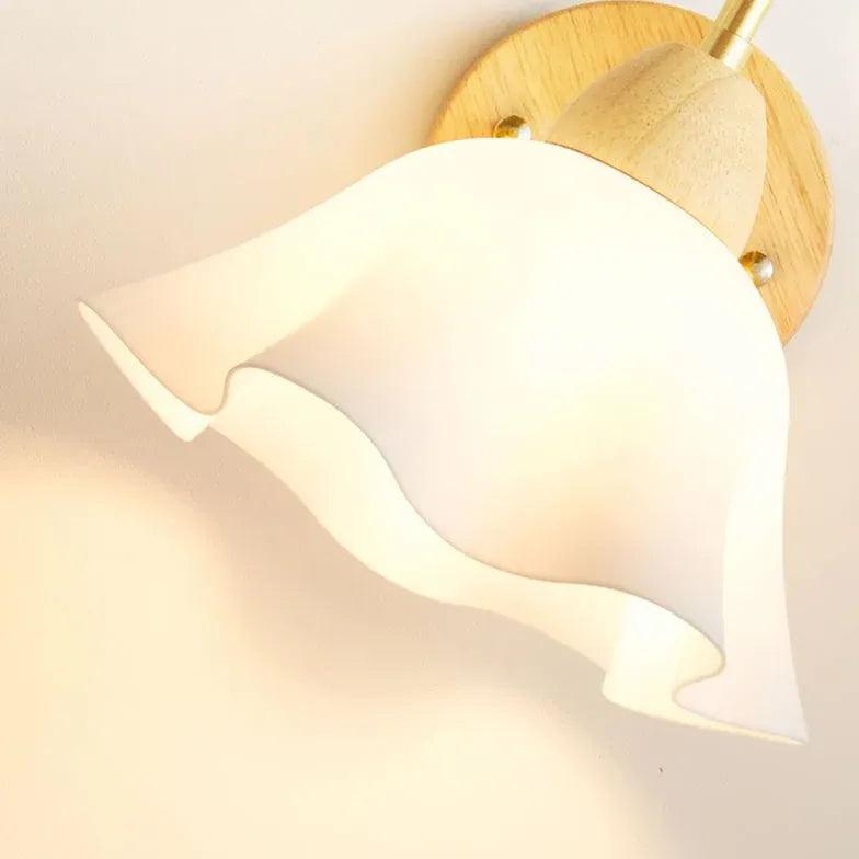 Modern Wooden Flower Glass Wall Lights - Elegant Home Decor for Living Room, Bedroom & Dining Area