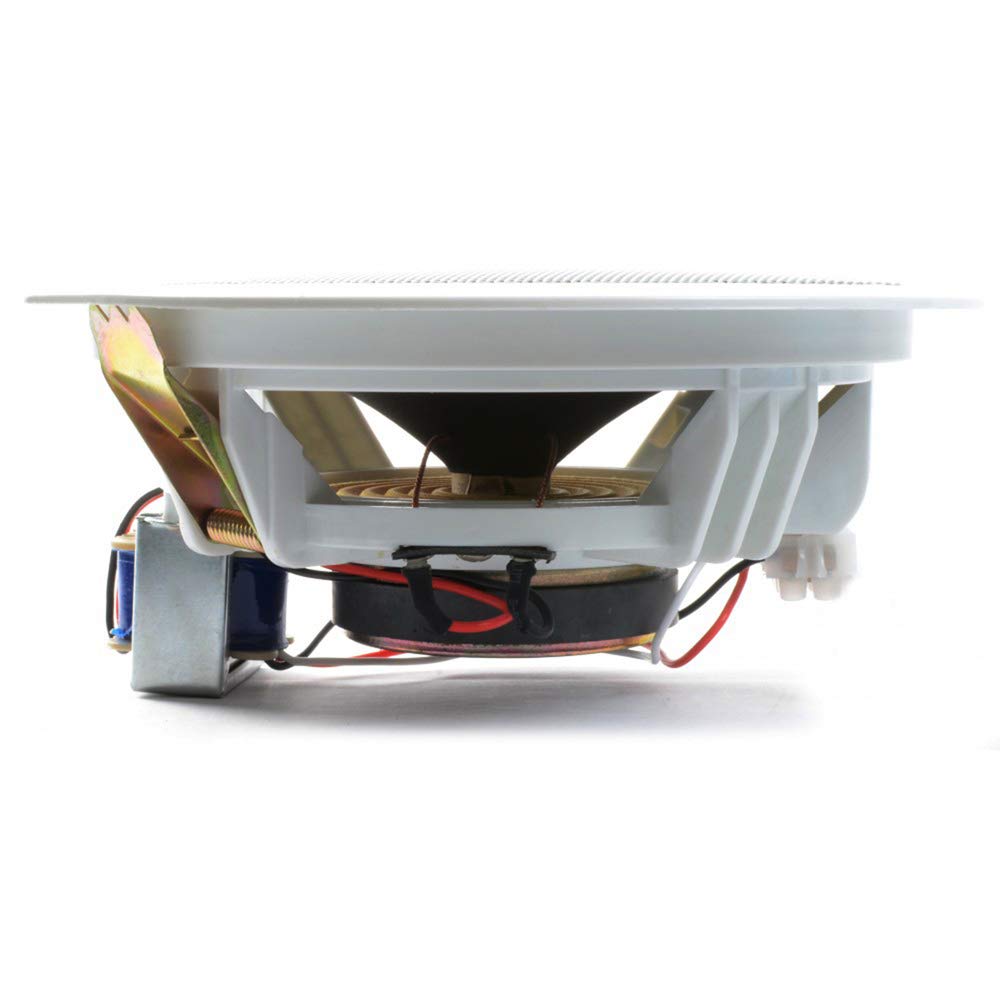 Power Dynamics CSPB6 Ceiling Speaker Set - 6x 6.5 Inch 100V Line Ceiling Speakers for Background Music & PA System - Ideal for Shops, Gyms, Schools, Cafés & Commercial Spaces - White ABS Finish