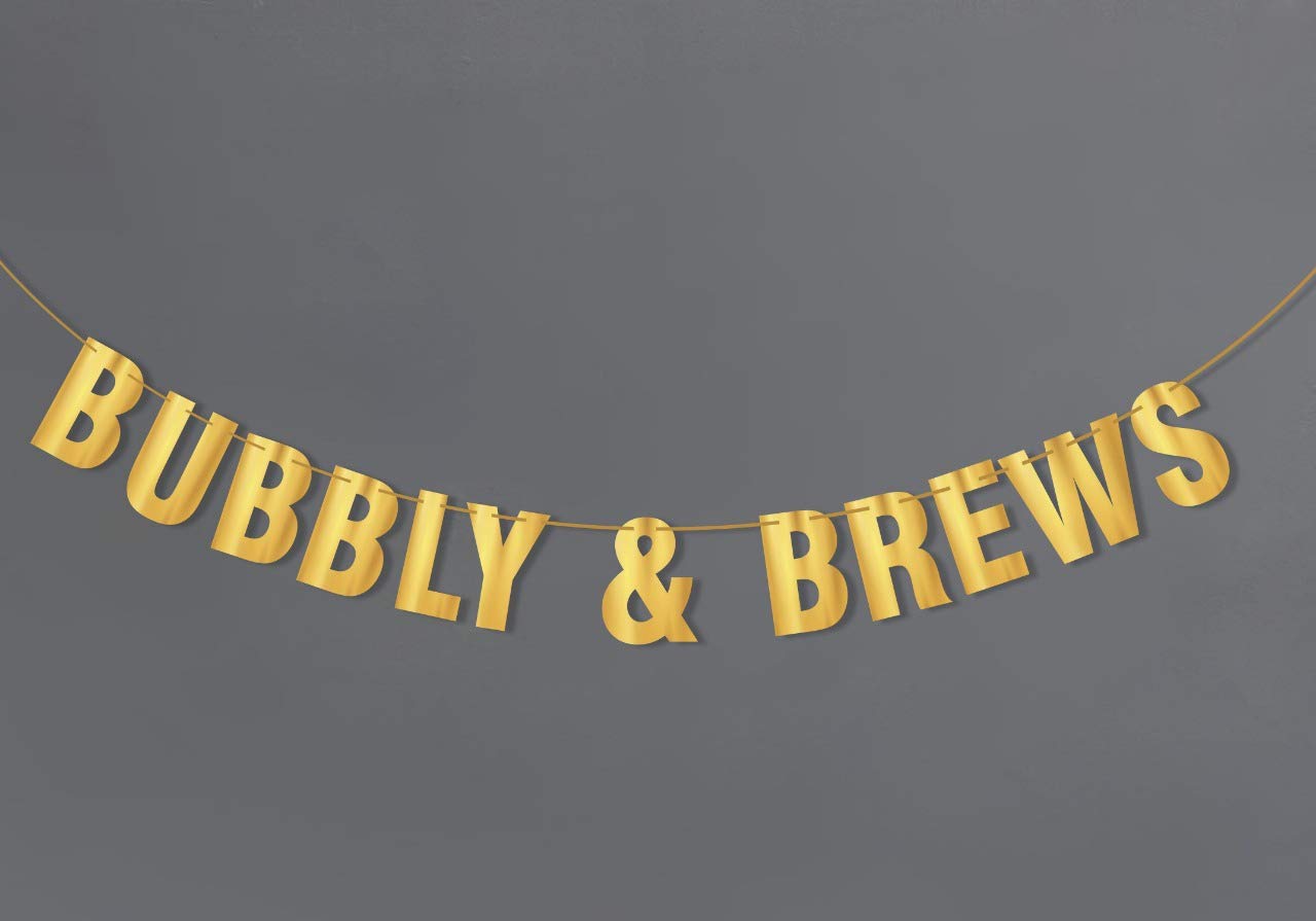 Bubbly & Brews Champagne Party Banner - Elegant Wedding, Engagement, Baby Shower & Bachelorette Party Decor | Hanging Celebration Banner for Beach Bridal Showers & Holiday Events | Perfect for Festive Gatherings & Gift Giving