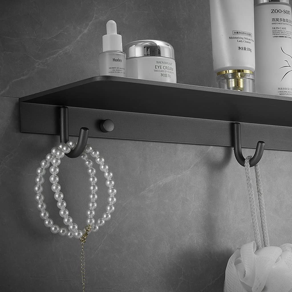 MUSUMI No-Drill Wall Mounted Bathroom Shelf - 60cm Black Space Saving Storage Organizer for Bathroom, Toilet, Kitchen - Perfect for Shower Caddy, Towel Rack & Toiletries Storage