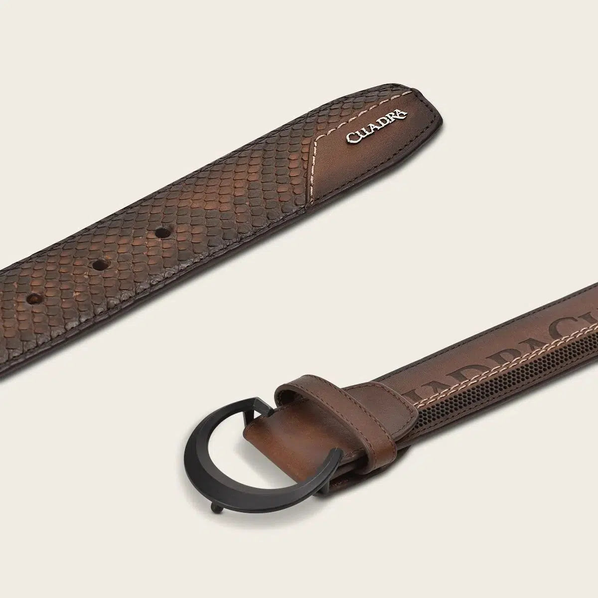 CS551PI Men's Cuadra Brown Casual Western Python Skin Belt - Stylish & Durable for Everyday Wear, Cowboy Outfits & Western Fashion