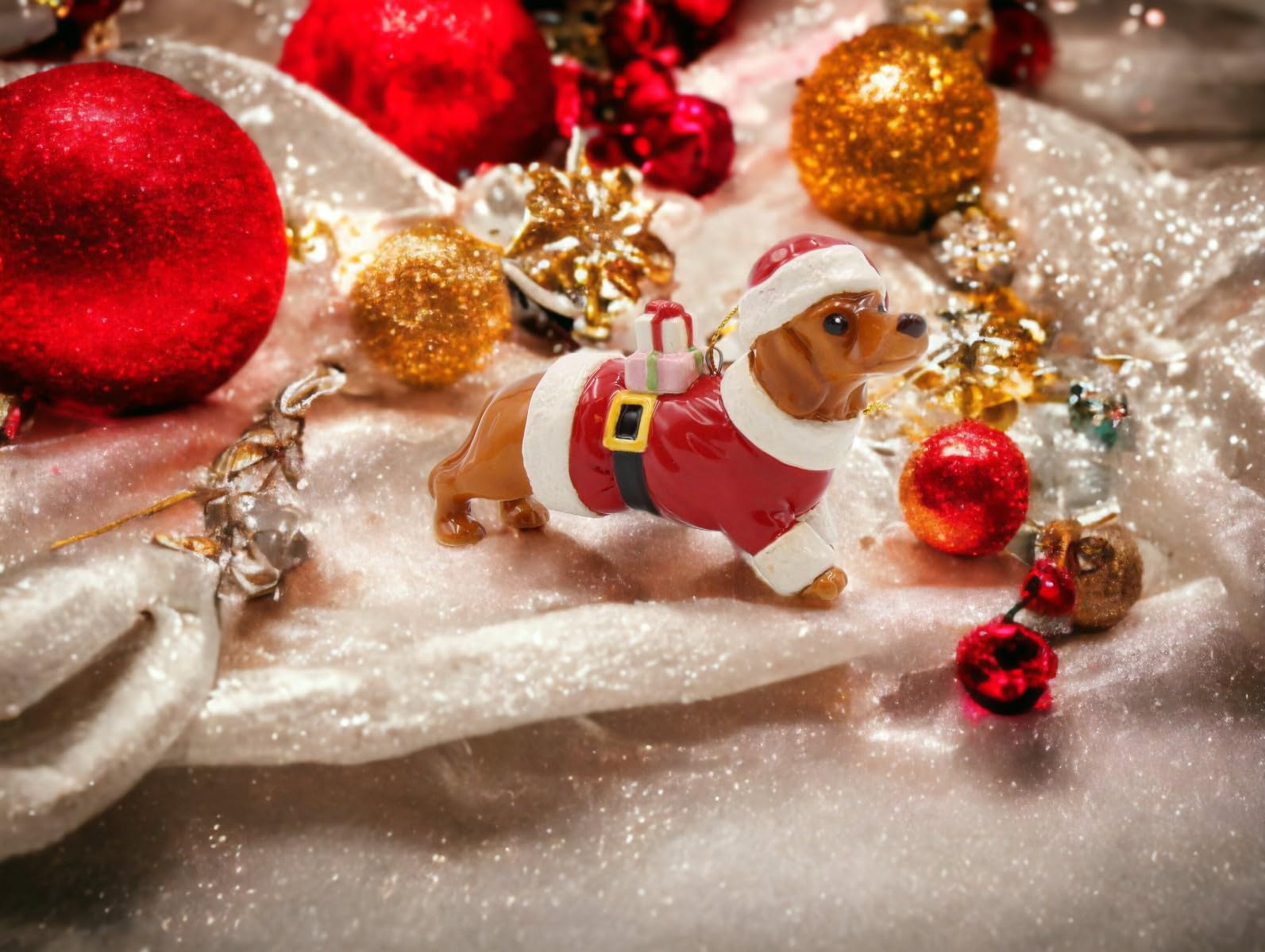 57011 Dachshund Dog Dressed Like Santa Claus Ceramic Christmas Ornament - Perfect for Holiday Tree Decorations & Festive Gift Giving