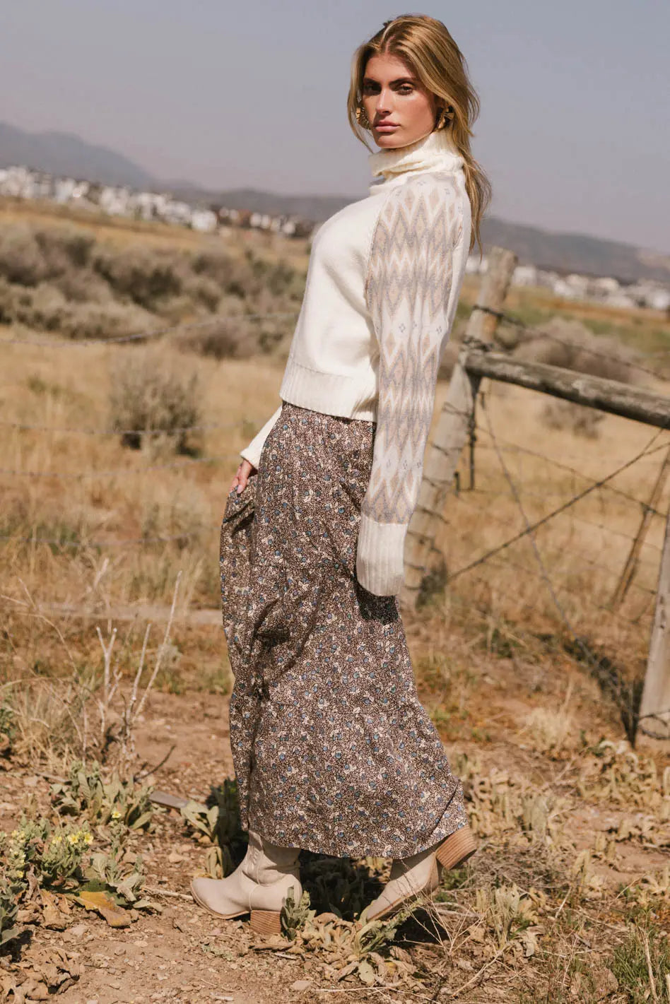 Mara Tiered Midi Skirt for Women - Flowy Boho Summer Skirt with Elastic Waist | Perfect for Beach, Vacation, and Casual Outfits