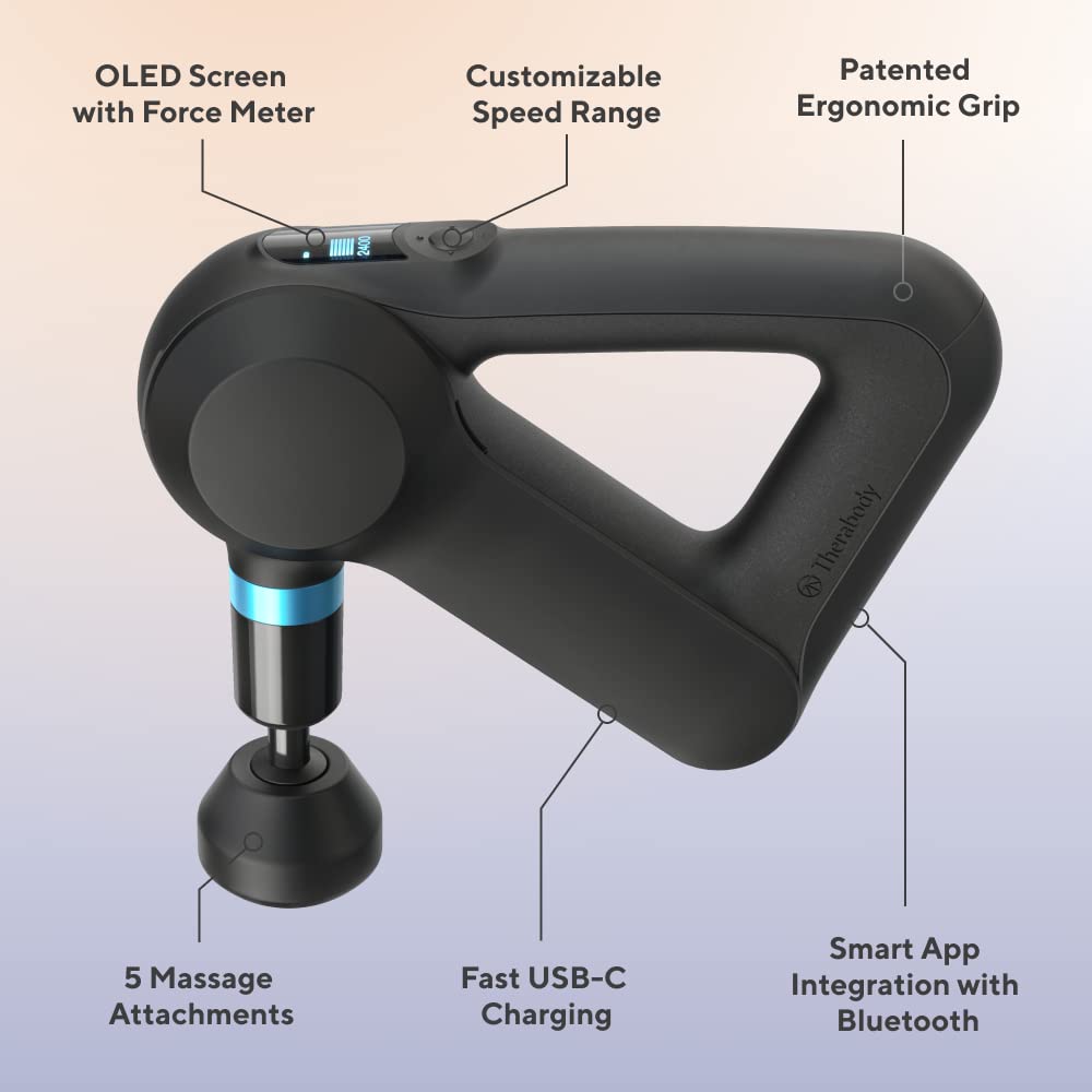 TheraGun Elite Percussion Massage Gun - Ultra Quiet Deep Tissue Muscle Pain Relief, Portable Electric Massager with Bluetooth & USB-C Charging (5th Gen) - Perfect for Athletes, Post-Workout Recovery & Home Use