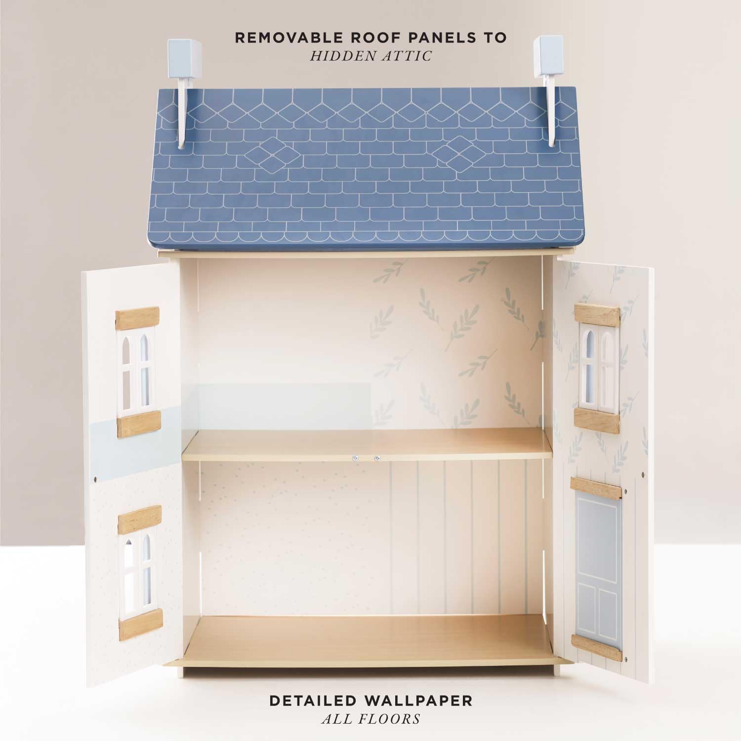 Le Toy Van Wooden Sky Doll House - 2 Story Dream House with Attic for Kids Ages 3+ | Dollhouse Accessories Included | Perfect for Imaginative Play & Room Decor