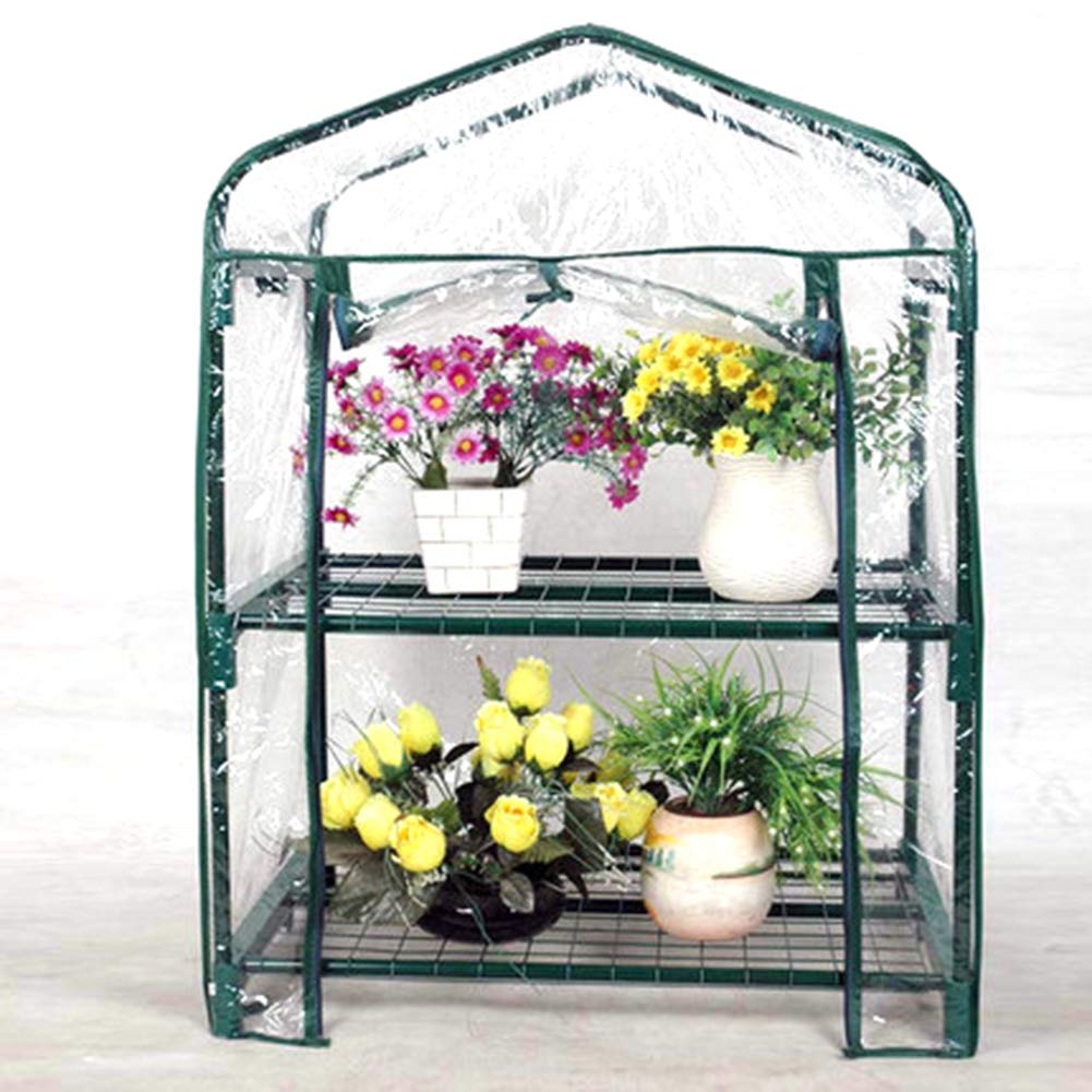 Firlar 2-Tier Greenhouse Replacement Cover - Transparent Waterproof PVC Plant Tent with Zipper for Cold & Frost Protection | Wind & Rain Proof Portable Greenhouse Cover for Outdoor Gardening, Seedlings & Plant Shelter