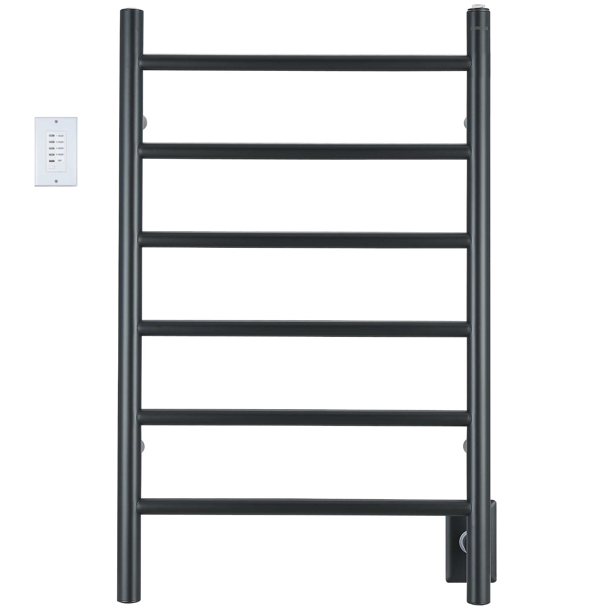 Ancona Comfort 6 Wall Mount Electric Towel Warmer - Plug In & Hardwire Installation with Digital Timer - Matte Black Finish for Bathroom, Spa & Luxury Home Use
