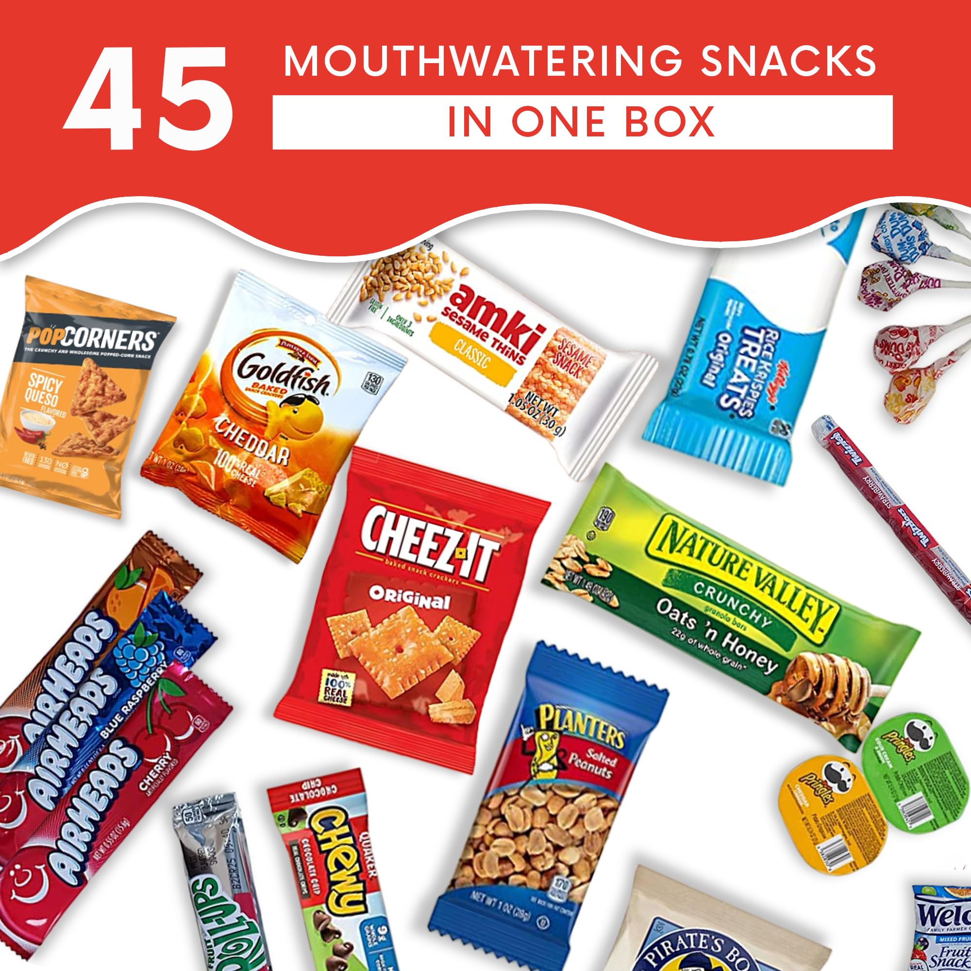 Jumbo Jumble Snack Box (45 Count) - Variety Pack Gift Care Package with Energy Snacks for Adults, Teens & Kids - Perfect for School, College, Office, Birthday Parties & Care Packages