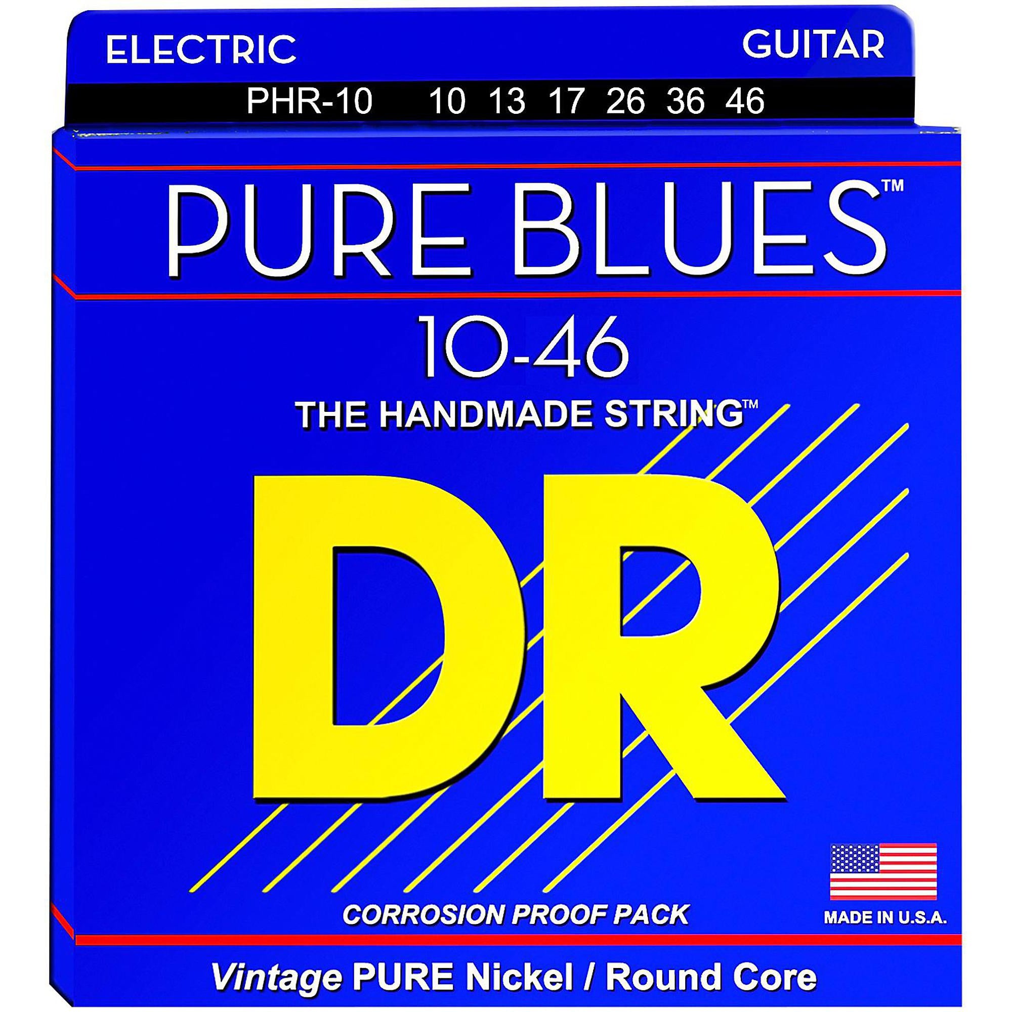 DR Strings PHR10 Pure Blues Nickel Medium Electric Guitar Strings - Best for Blues, Rock & Jazz - Perfect for Live Performances & Studio Recording