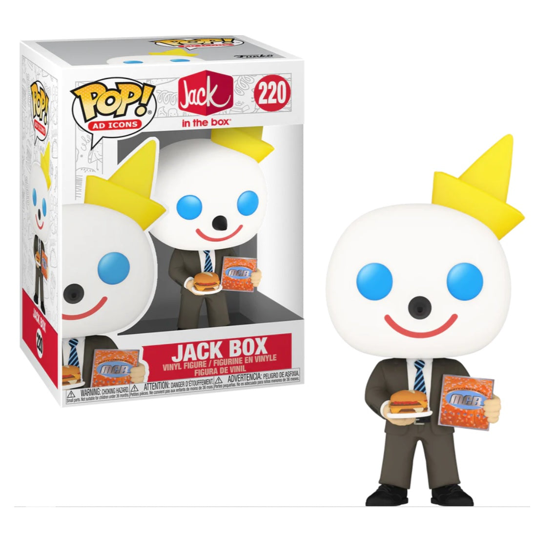 Funko Pop! Ad Icons Jack in the Box Meaty Cheese Burger Vinyl Figure #220 - Fast Food Collectible for Office Desk, Gaming Room & Pop Culture Displays
