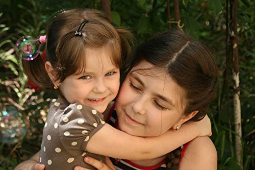 20x30 Inch Laminated Poster - Bright Colors & Vivid Imagery of Smiling Sisters Hugging - Perfect for Home Decor, Bedroom, Living Room & Gift Giving - Fits Standard Frames