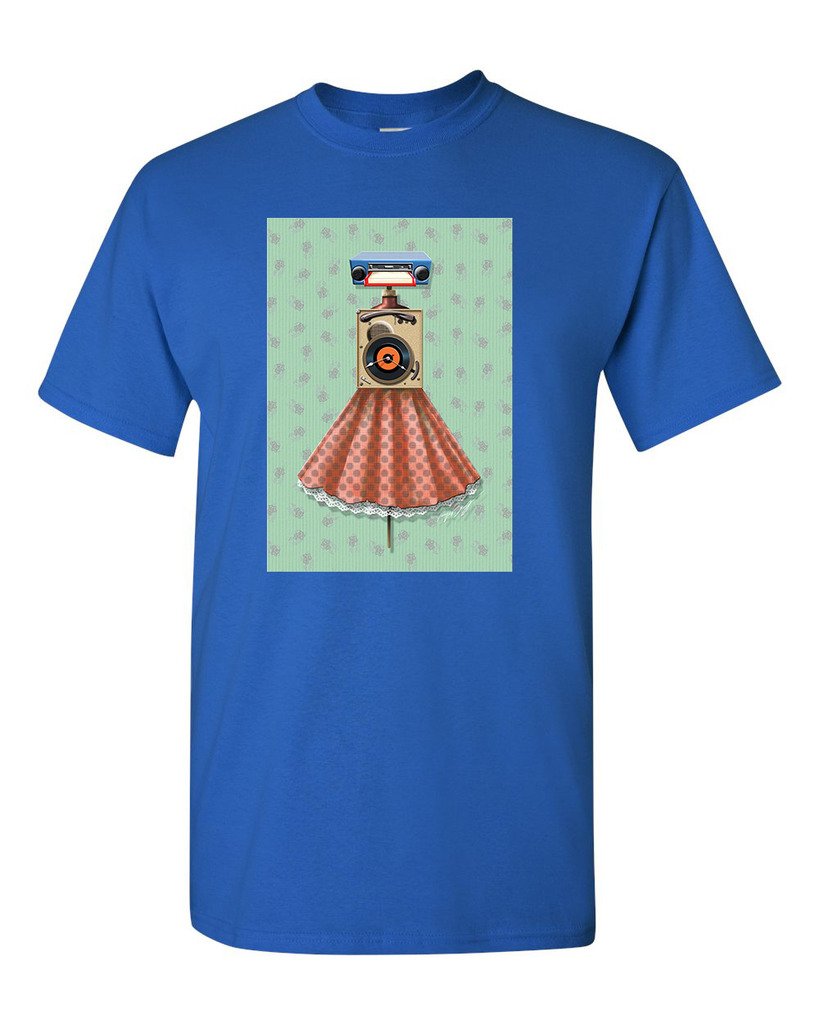 Vintage Music Radio Dress Retro Tanya Ramsey Artwork Design Adult T-Shirt - Perfect for Concerts, Art Shows & Retro-Themed Parties