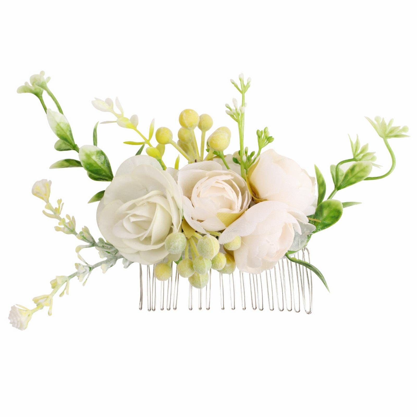 New Imitation Pink Rose Hair Comb - Simple Hair Accessories for Women, Forest Series Bridal Hair Clip, Rose Flower Hairpin - Perfect for Weddings, Parties & Everyday Style